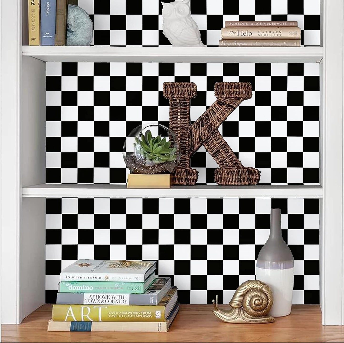 17.7''x197'' and White Peel and Stick Wallpaper Self Adhesive Removable Contact / 17.7 x 197 / Black