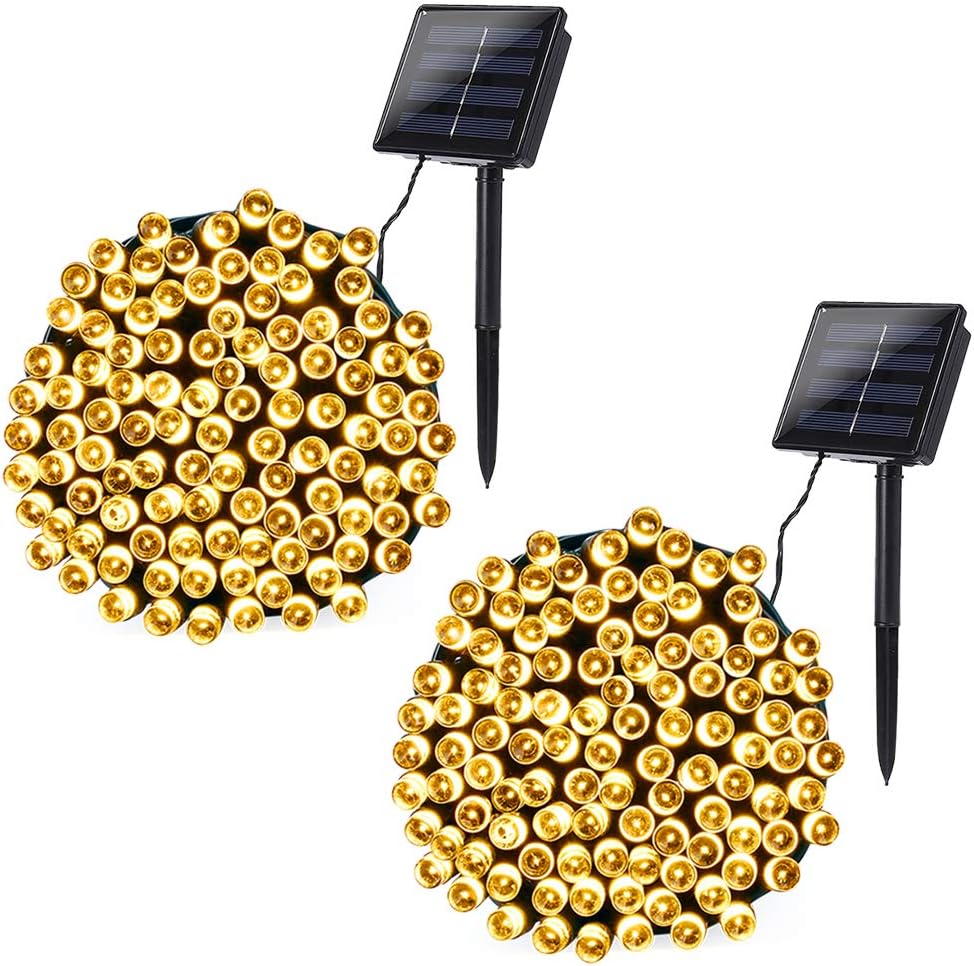 Joomer Solar Christmas Lights Outdoor, 2PACK Total 144FT 400LED, Warm White