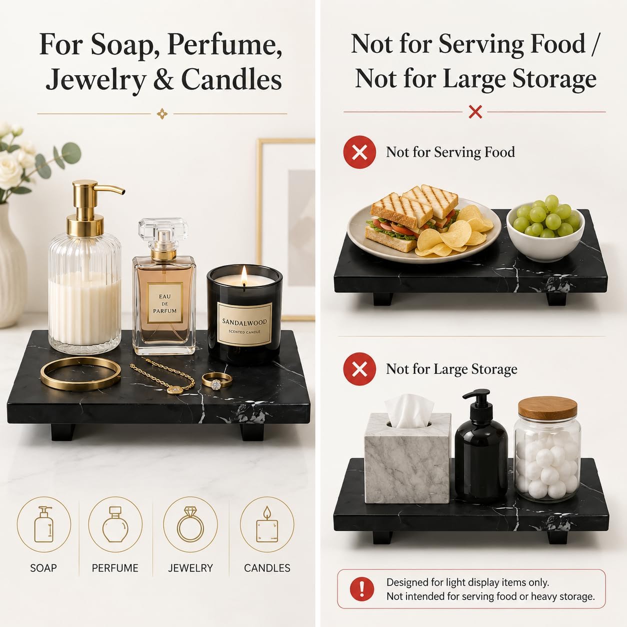Small Stone Pedestal Tray / Black