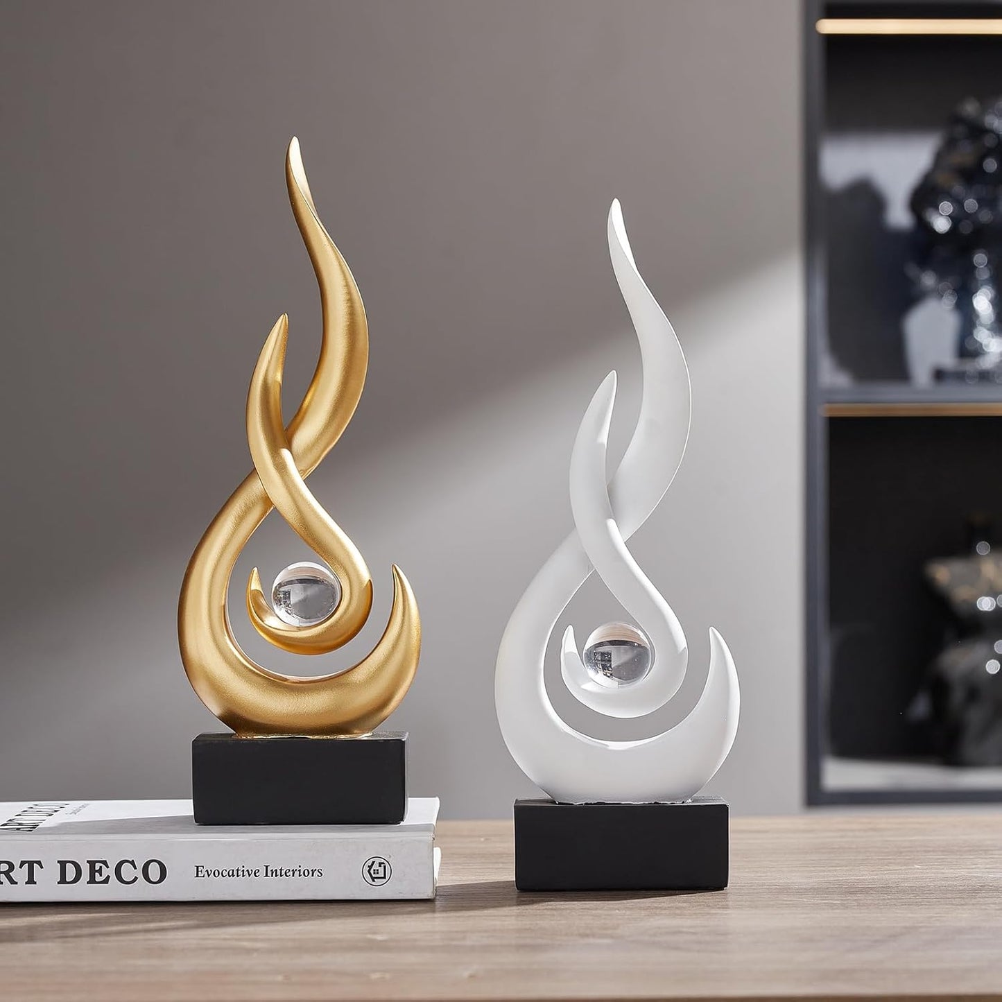 Resin Flame Statue Modern Centerpiece Ornaments / Gold