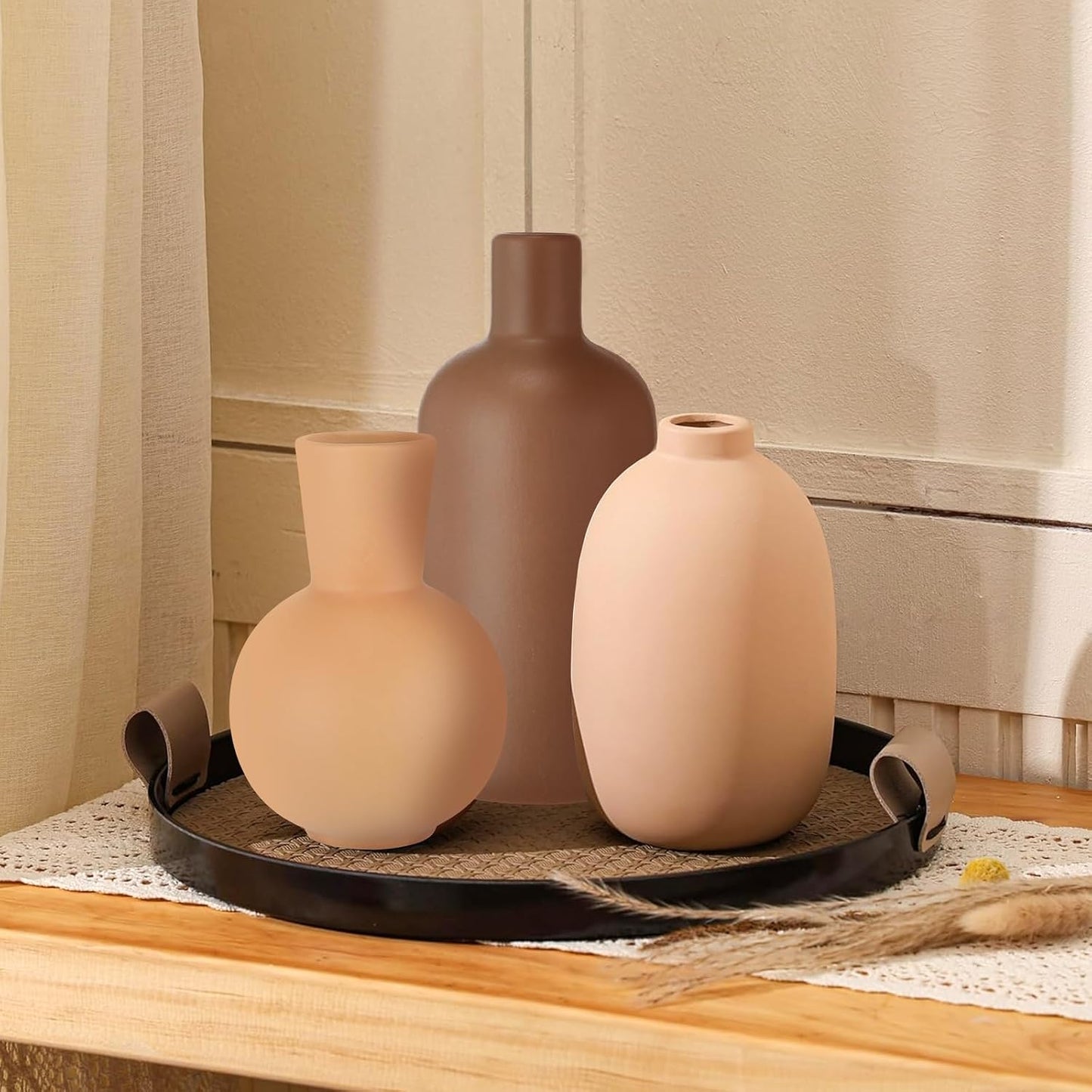 Ceramic Vases for Pampas Grass Modern Terracotta Vase / Brown / Set of 3