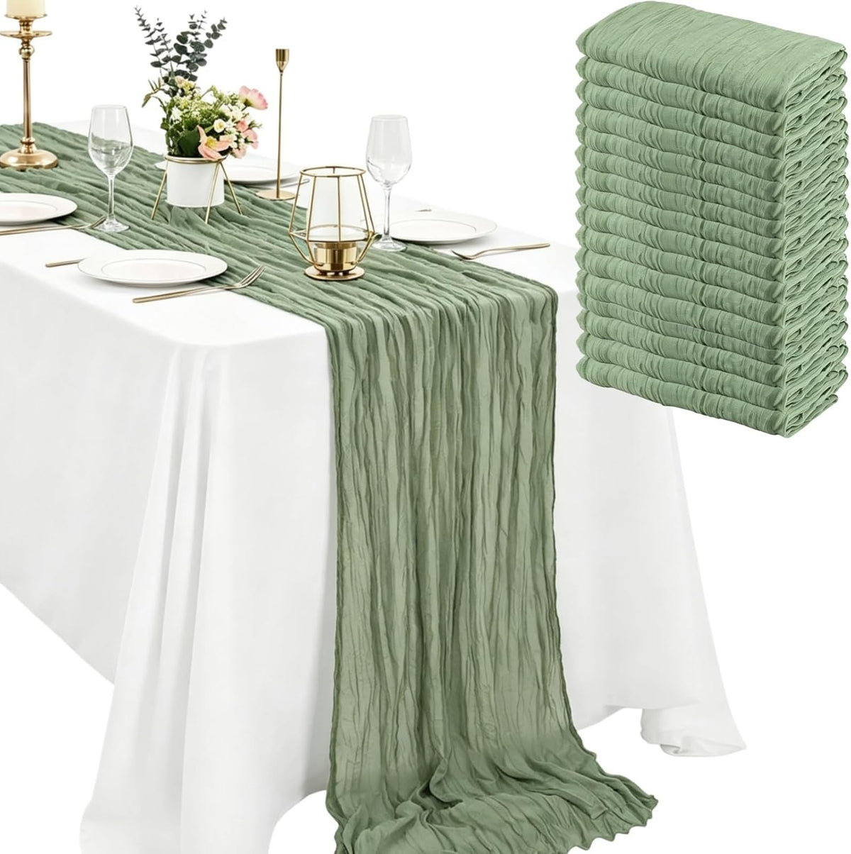 4 Pack Terracotta Cheesecloth Table Runner 10Ft, Fall Table Runner 21.5 x 120 inch, Burnt Orange Semi Sheer Cheese Cloth Fabric Thanksgiving Runner Bulk for Wedding,Party,Bridal Shower