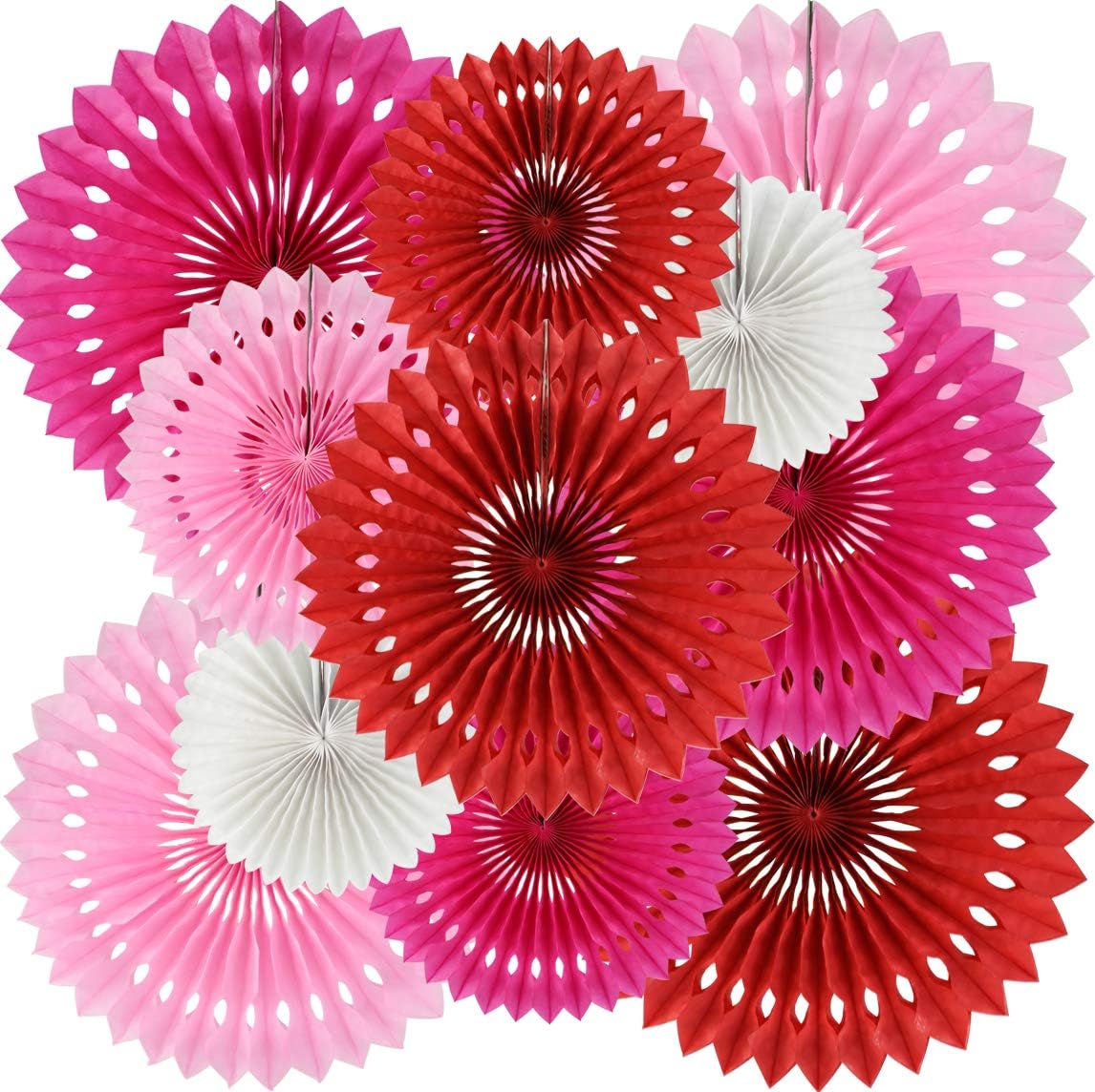 BEISHIDA Honeycomb Round Paper Fans Red Pink Mix Hanging Party Decoration