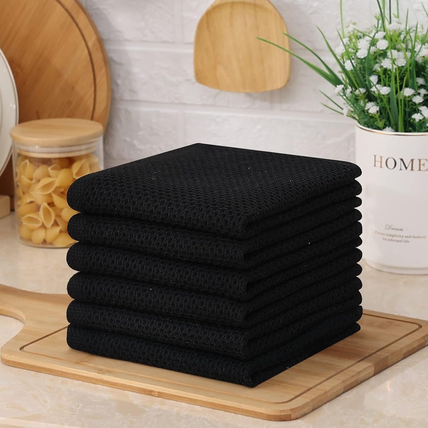 Kitinjoy 100% Cotton Kitchen Dish Cloths, 12 Pack Waffle Weave Ultra Soft Absorbent Dish Towels for Drying Dishes Quick