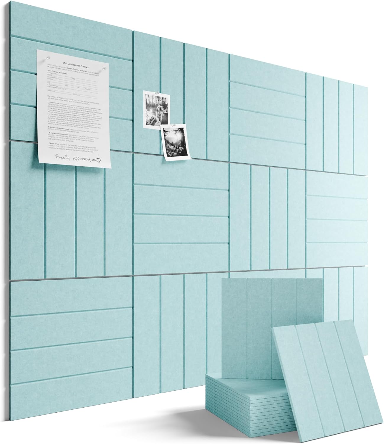 Fluxynara 48" x 36" Large Felt Bulletin Board, Aqua Blue