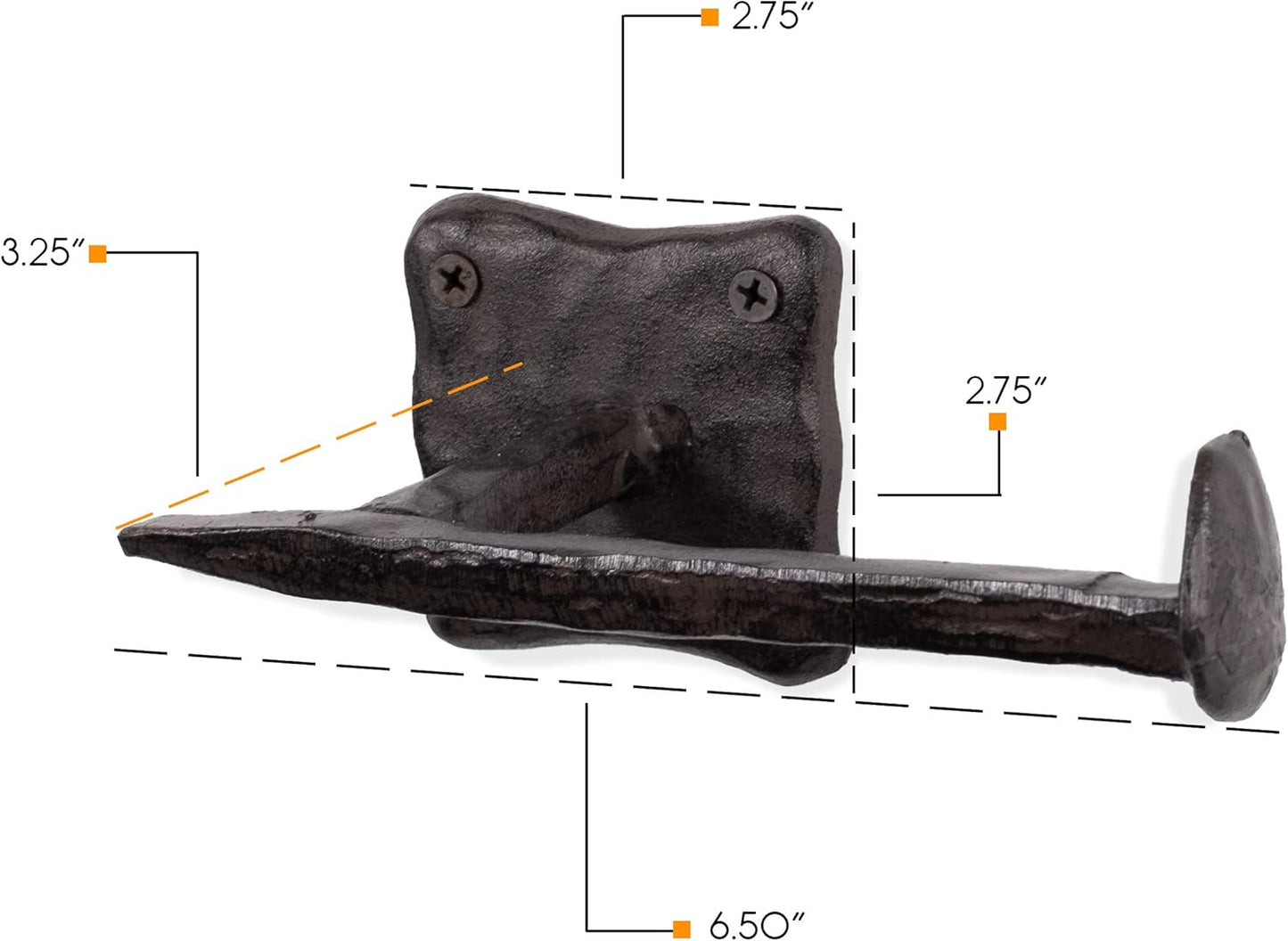 Wall Mount Railroad Spike Cast Iron Bathroom Toilet Paper Holder / Motris