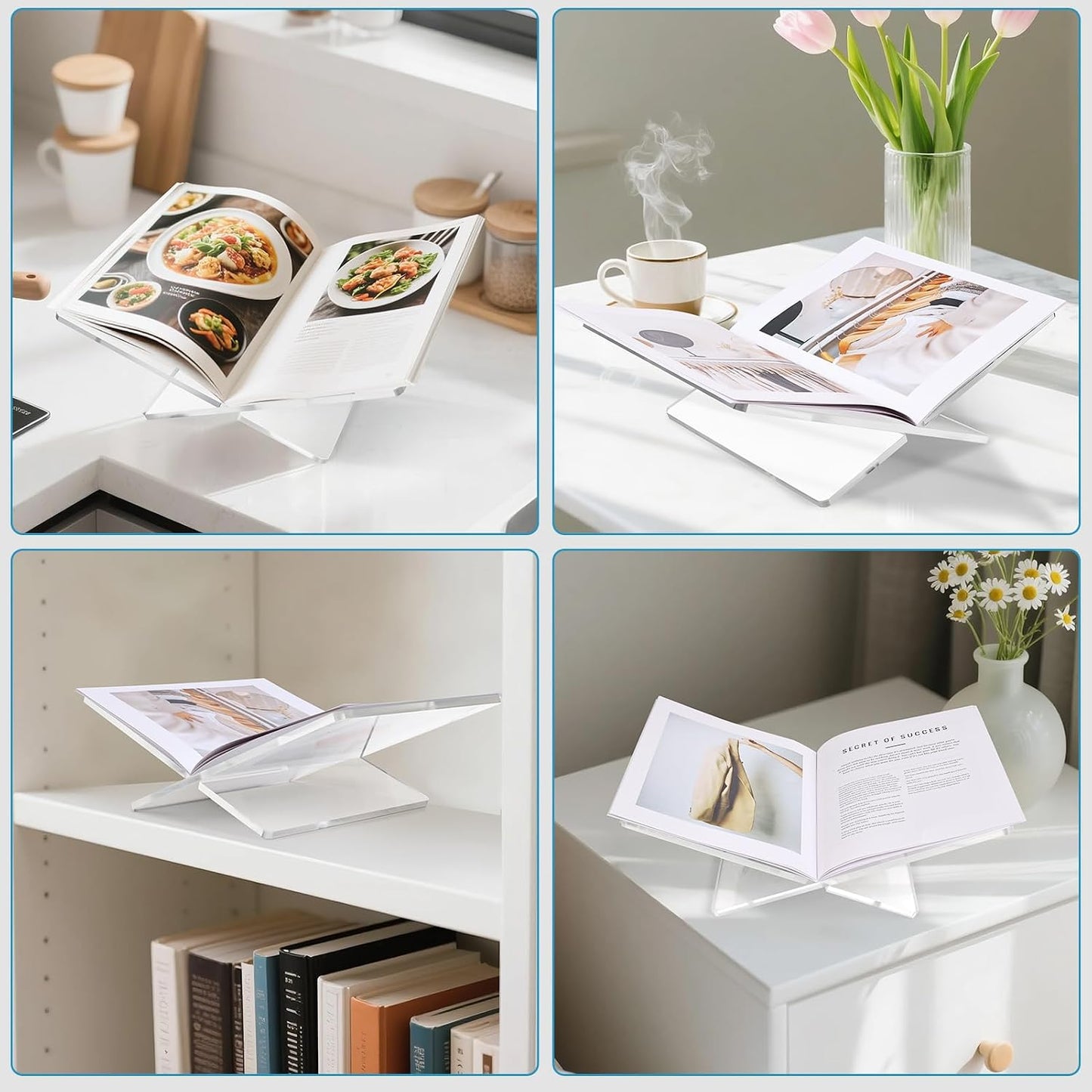 Acrylic Book Stand Holder Open Cookbook Acrylic Book Display Stand / Clear