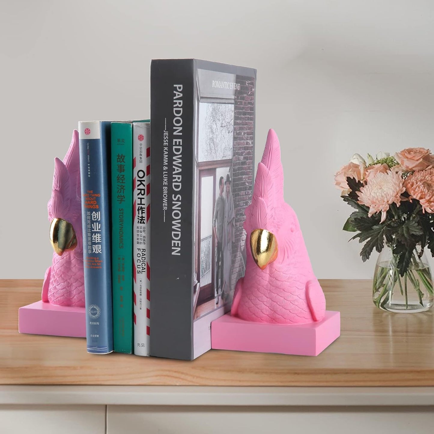Parrot Decorative Bookends / Pink / Set of 2