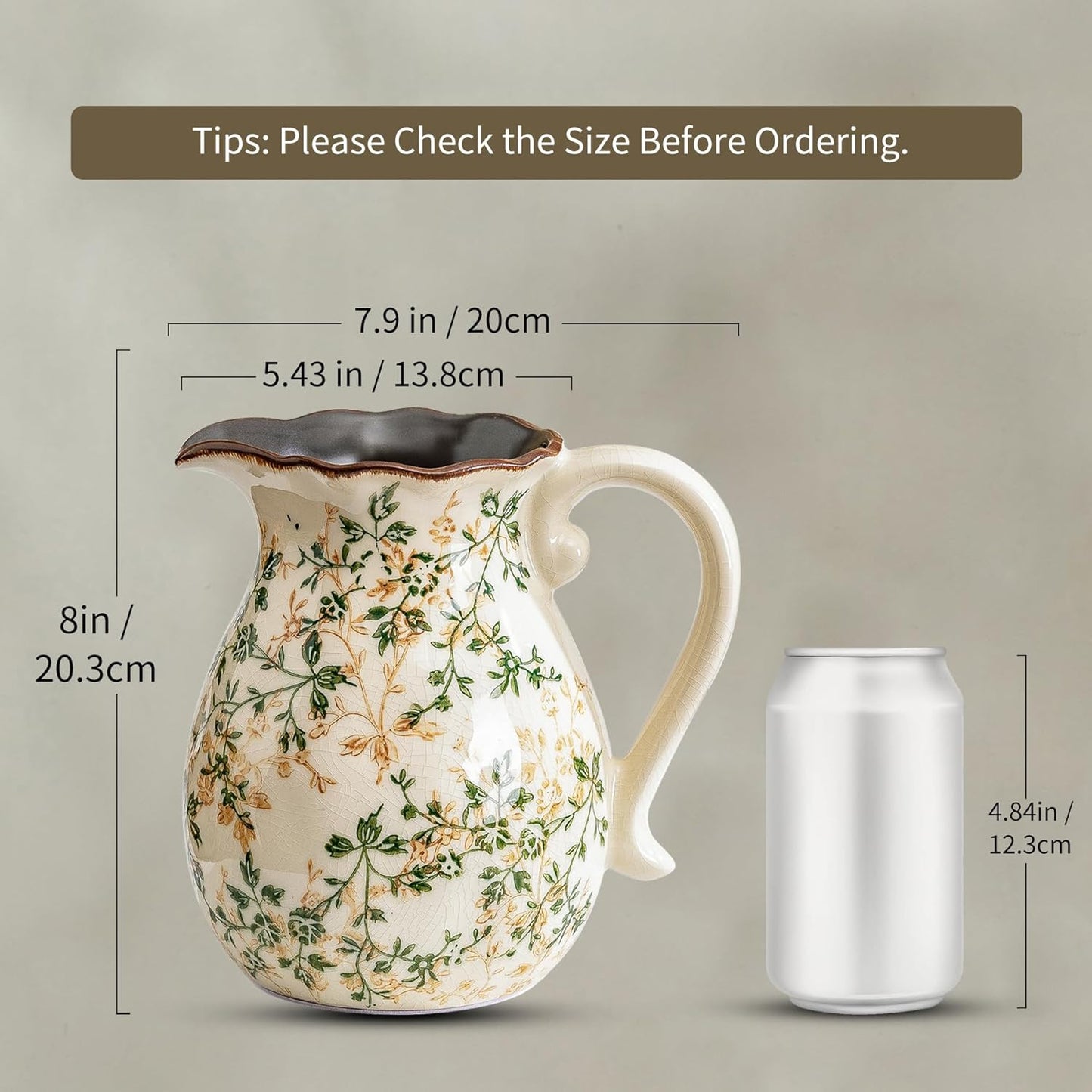 Ceramic Flower Vase / 01-green and Beige