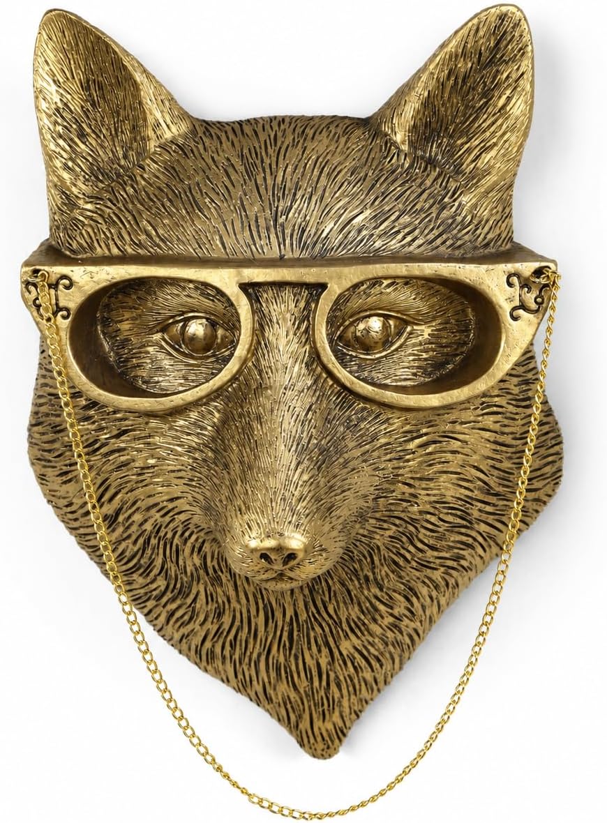UITWMKTG Gold Fox Head Wall Decor - Modern Animal Wall Sculpture, Fox Wall Art for Living Room, Bedroom, Office, Gold