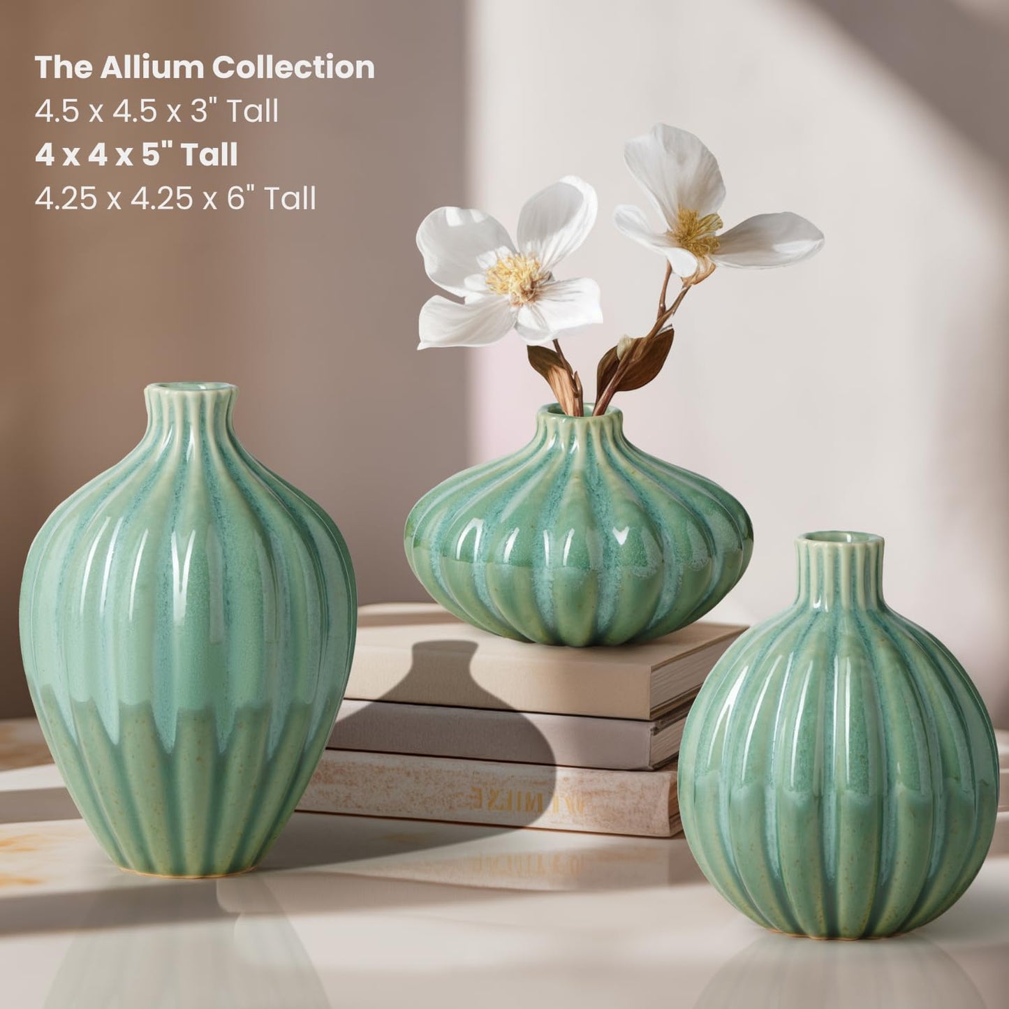 5" Reactive Glaze Ceramic Green Bud Vase / Reactive Green Glaze / 5-inch