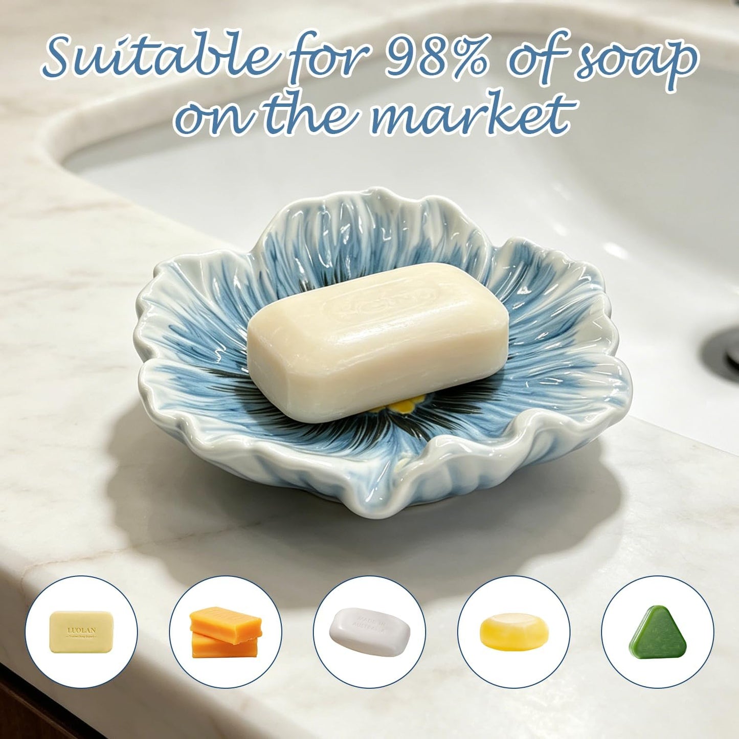 Ceramic Soap Holder / Blue