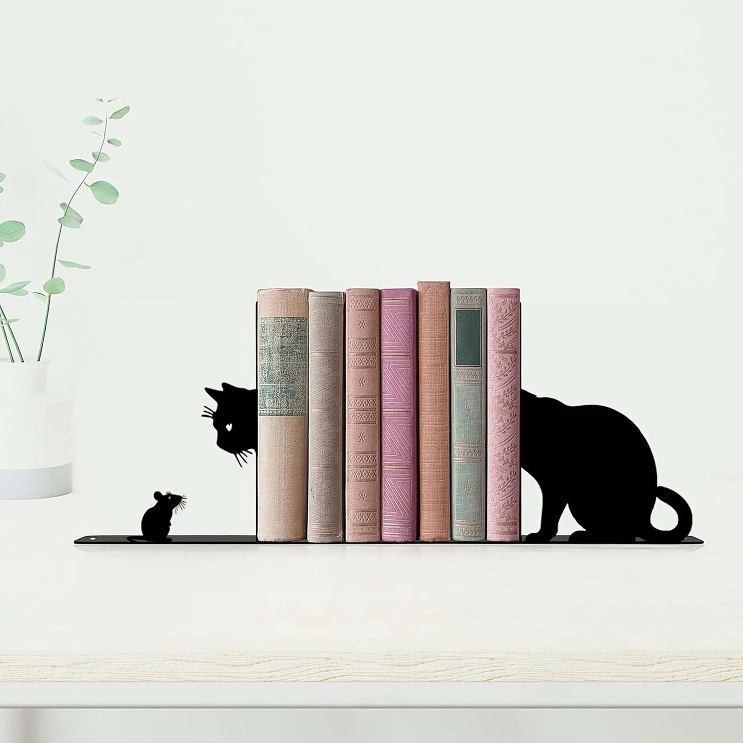 Cat and Mouse Metal Bookends Cats Book Ends / Black