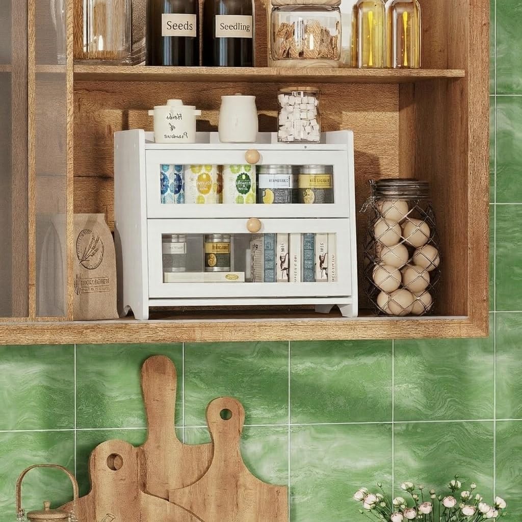 BAMBANG Bread Box for Kitchen Countertop, Extra Large Bamboo Bread Storage Container for Homemade Bread, Double Layer