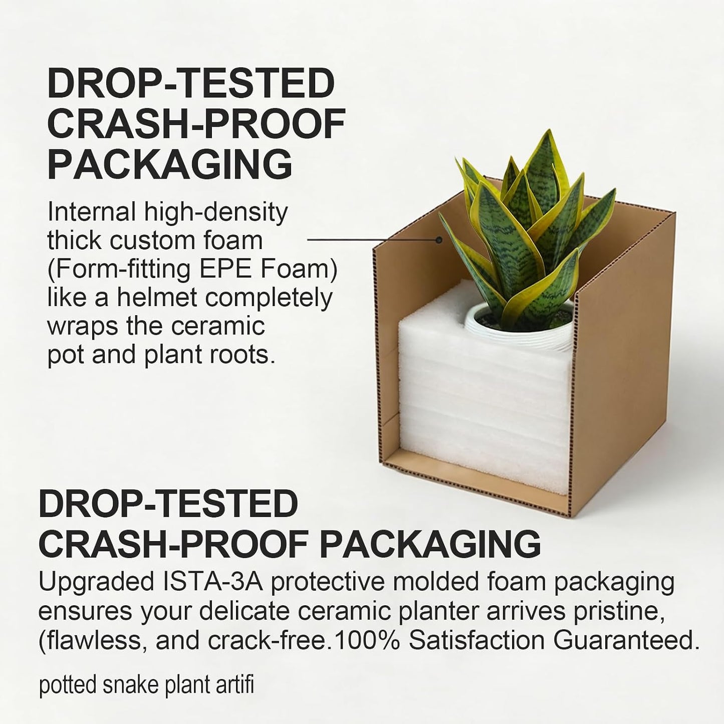 8" Fake Snake Plant & Faux Agave in Ceramic Pot / White