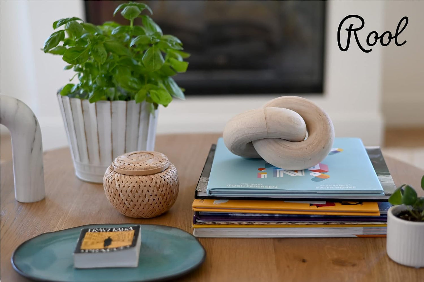 Black and Natural Wooden Knot Coastal Home Decor Accessories / White