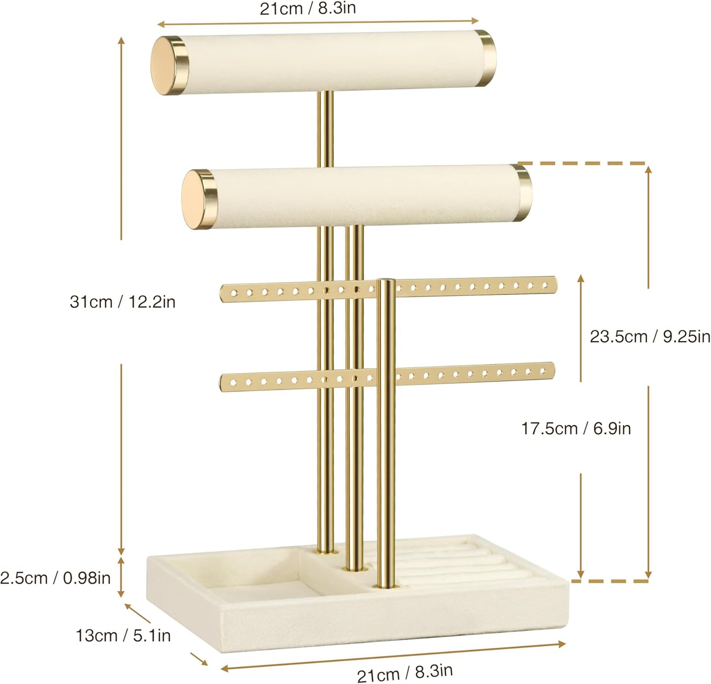 Detachable T Bar Velvet Bracelet Holder / Beige / Standard