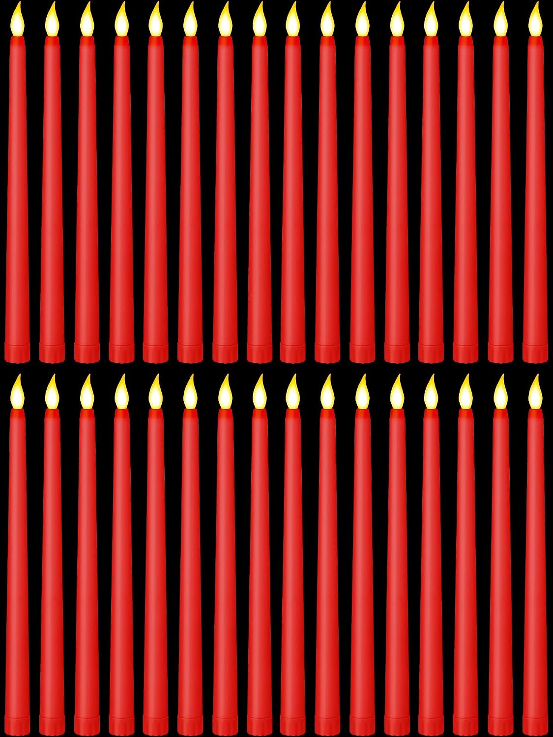 Treela Battery Operated LED Taper Candles,Basic,11 Inch,Red