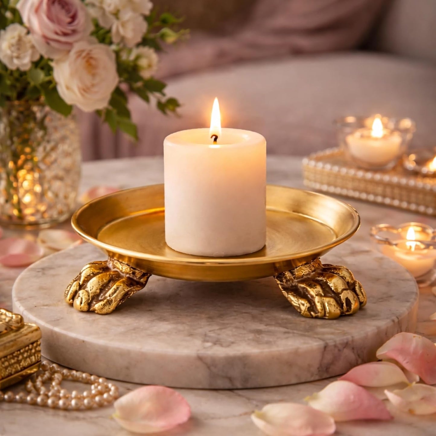 Clawfoot Candle Dish / Gold
