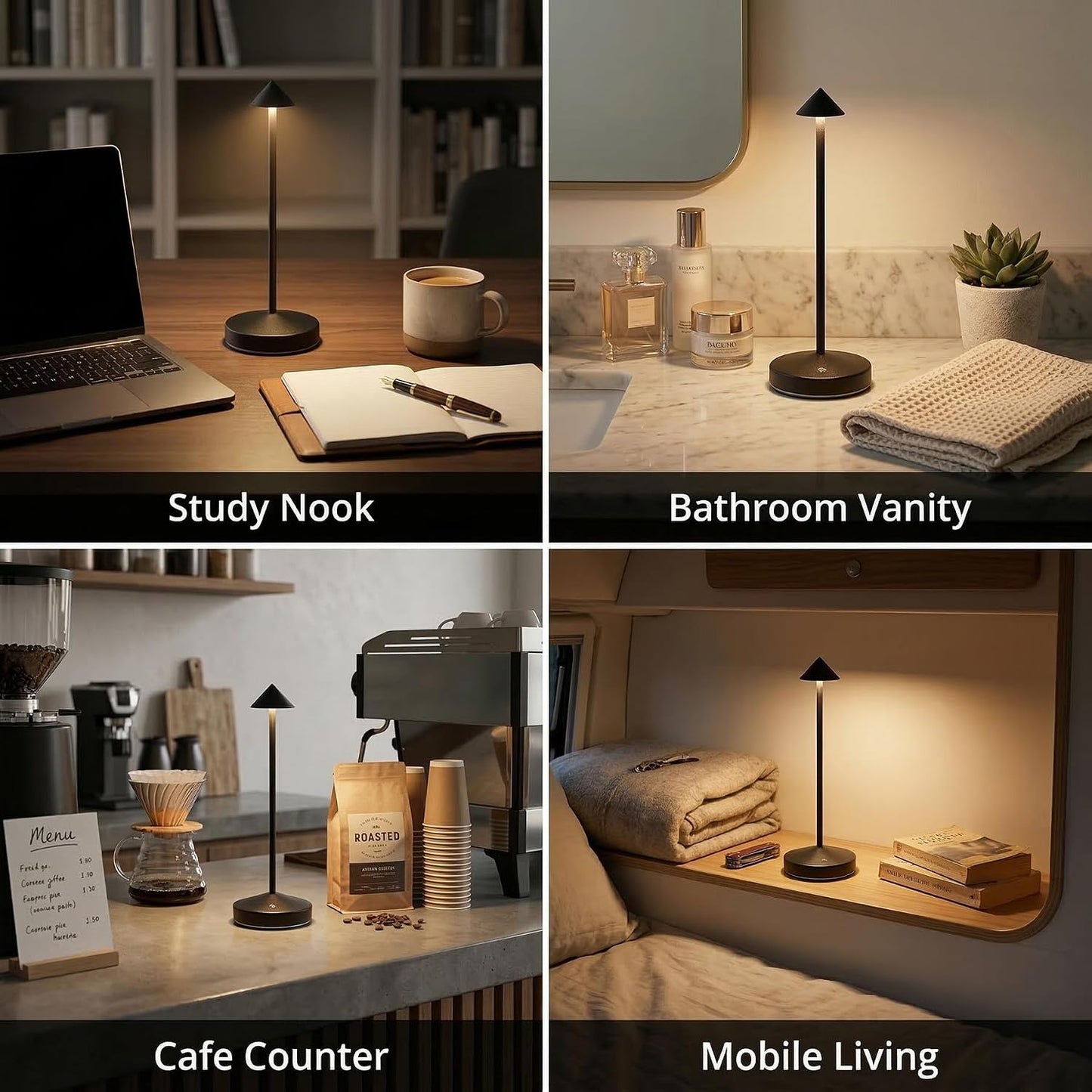 2 PACK Cordless Lamps,Battery Rechargeable Table Lamp,Portable Lamps,2 Level Brightness Dimmable Night Light,Minimalist