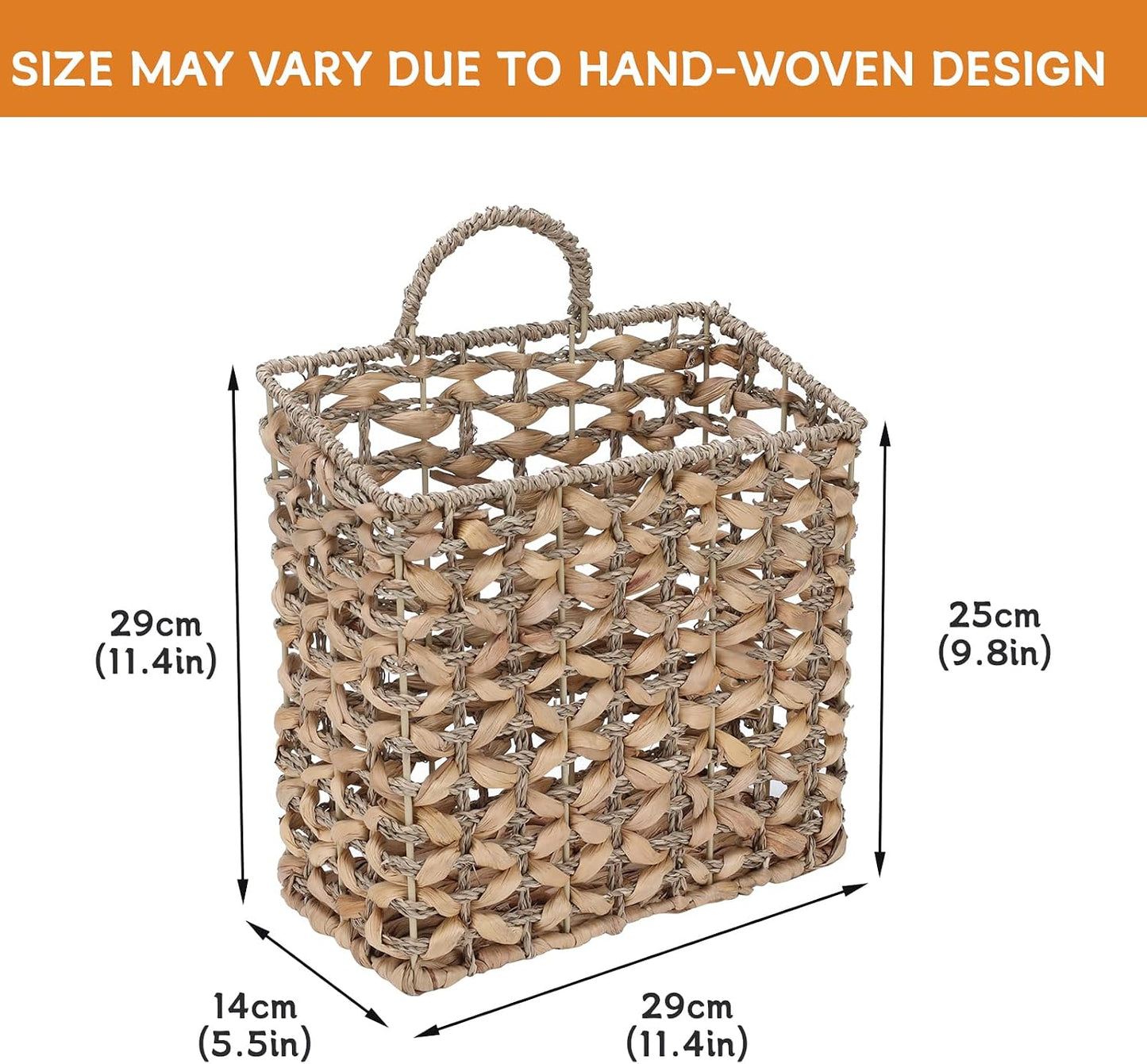 Magazine Holder Metal Frame Woven Wall Basket Hanging Magazine Storage Mail Organizer Rack
