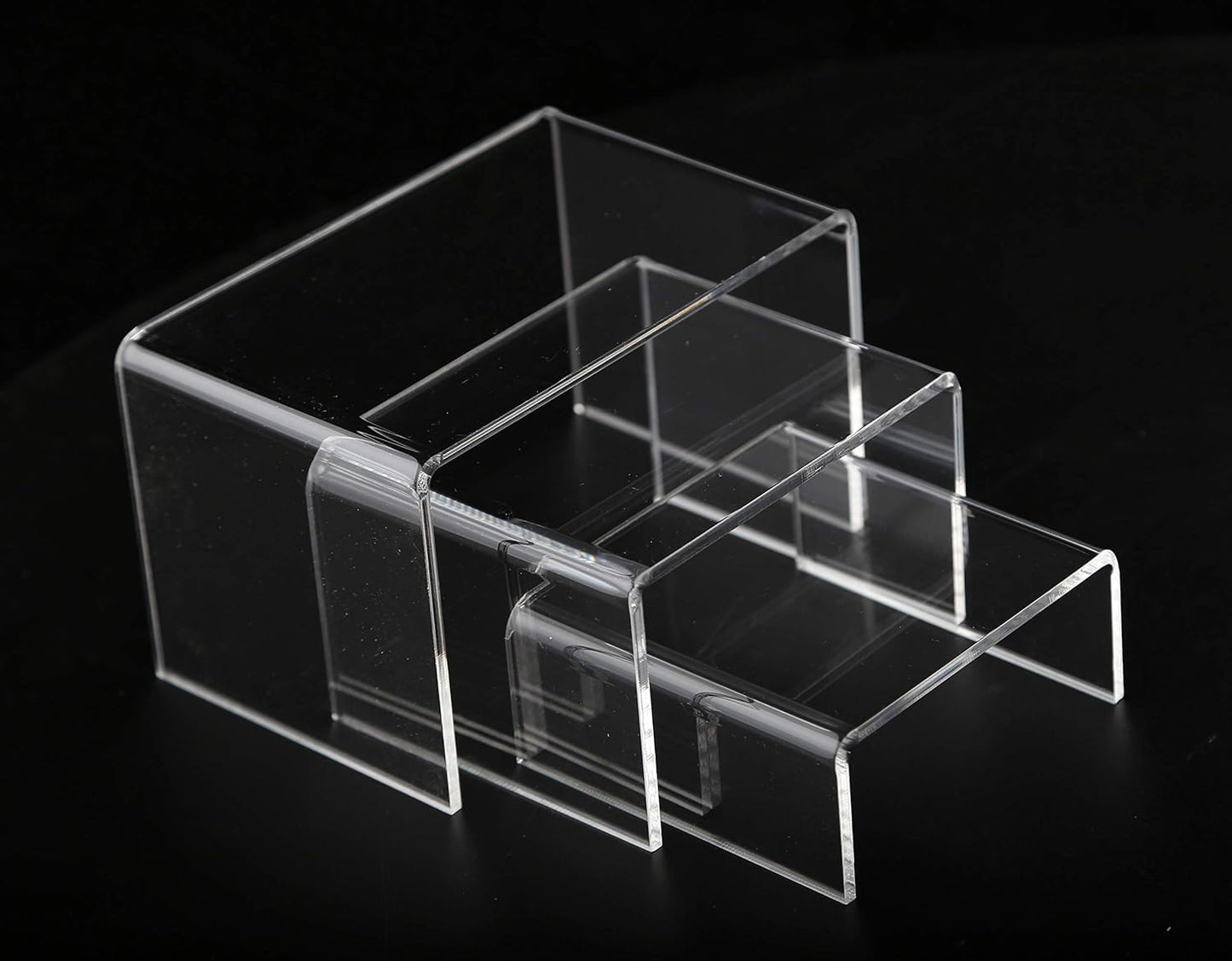 Display Stand / 6 -Piece Strong Acrylic Rectangular Riser For Retail / Medium, 2 Sets / Clear