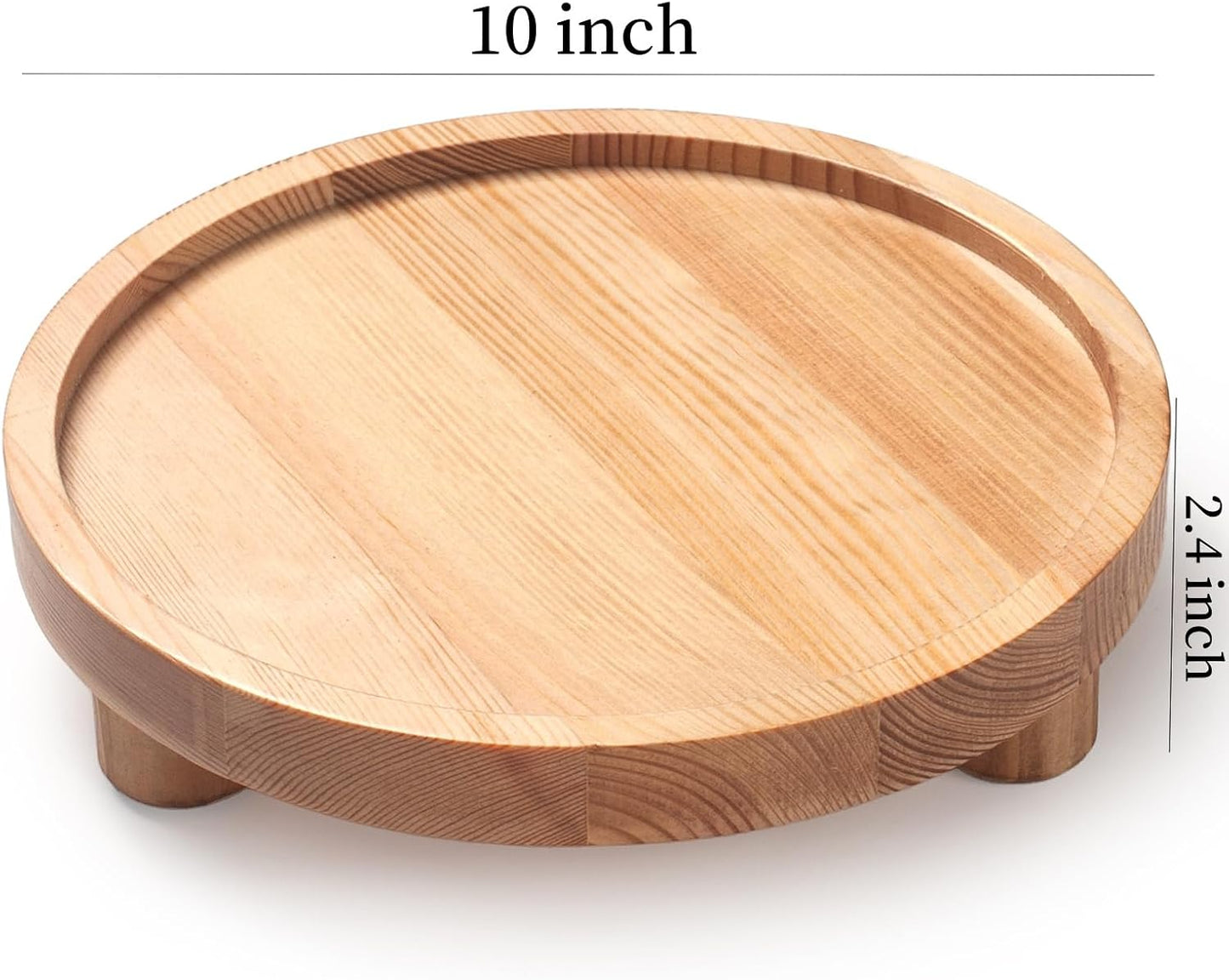 Round Wooden Tray Decor / Round - Natural / Set of 2