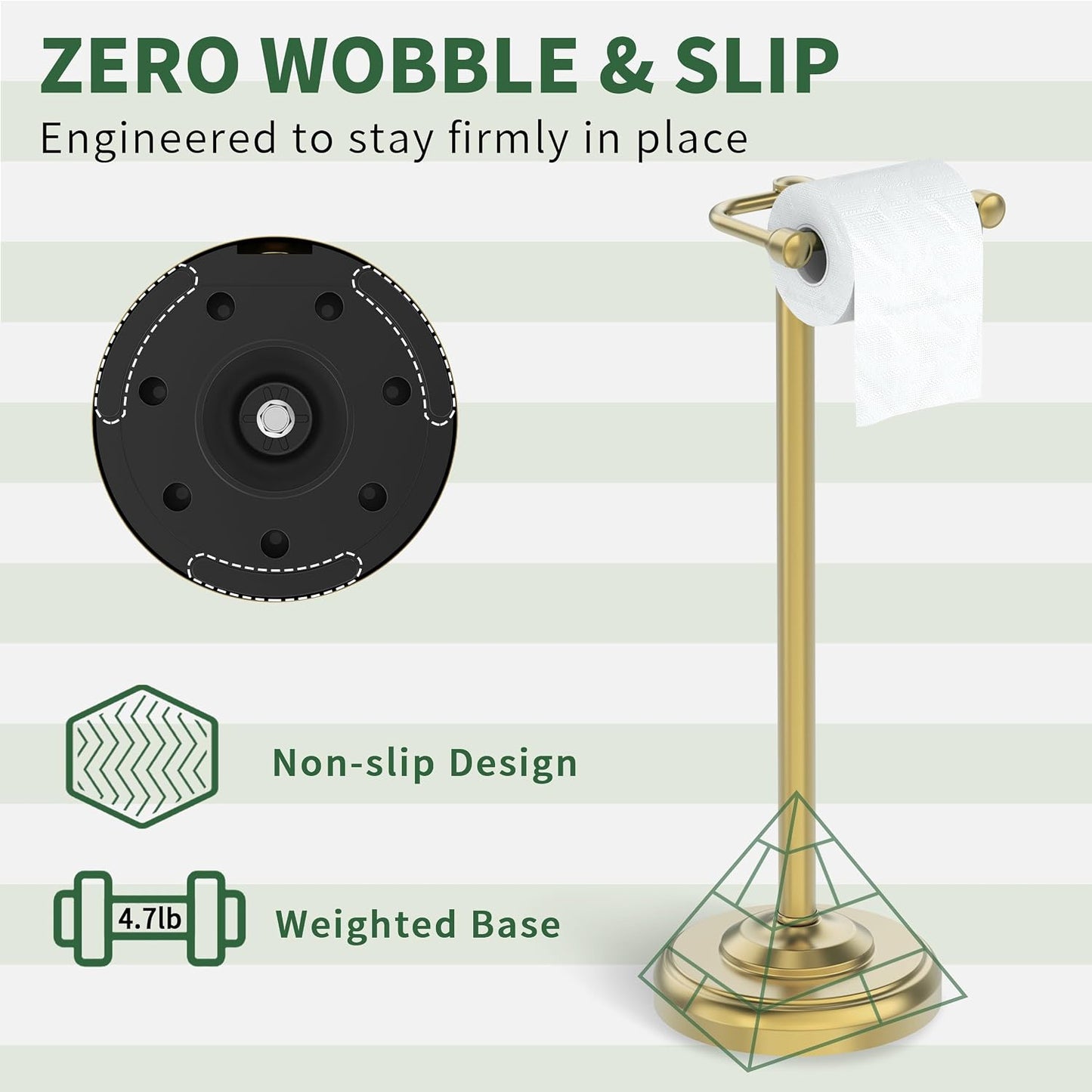 Toilet Paper Holder Stand,Free Standing Toilet Paper Holder,Modern Post Pivoting Toilet Paper Stand with Stable