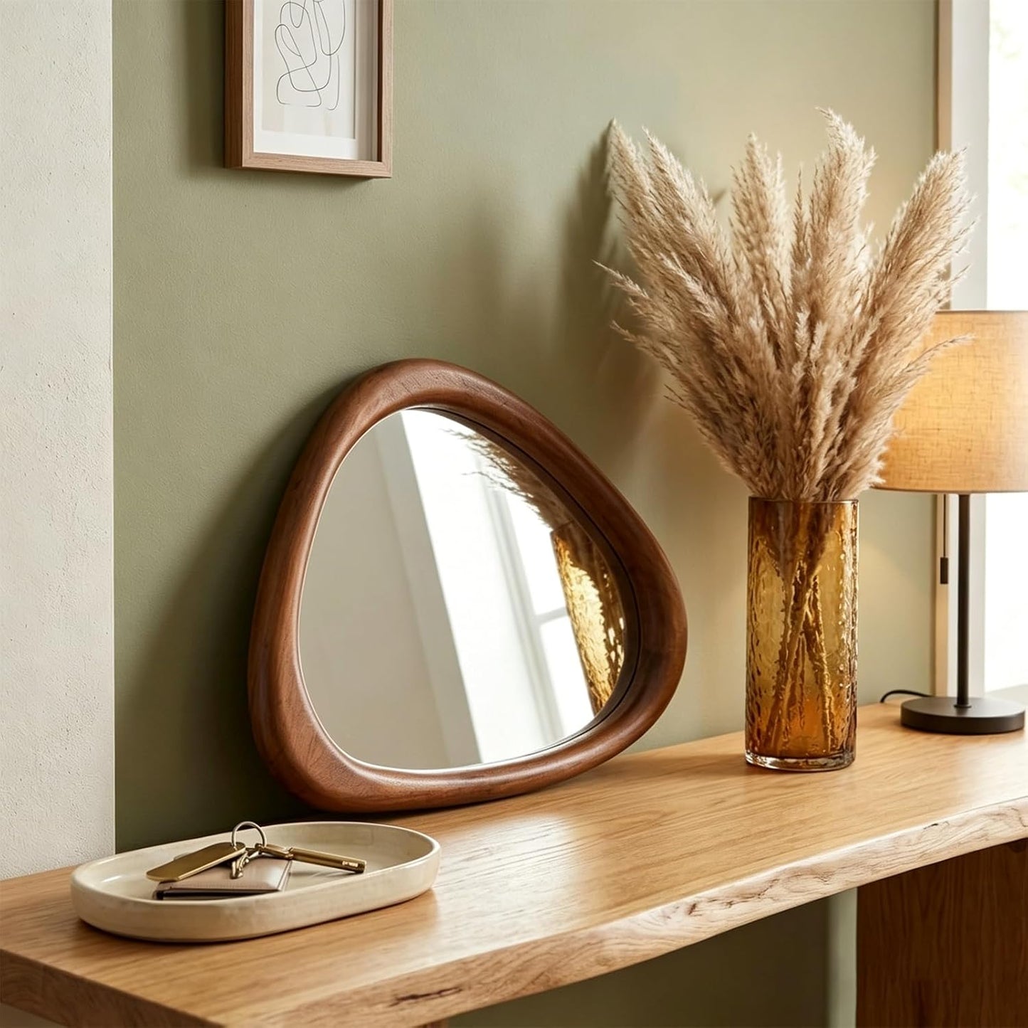 15 * Asymmetrical Wood Mirrors / Black Walnut / 15"L x 10"W / 10 Inch