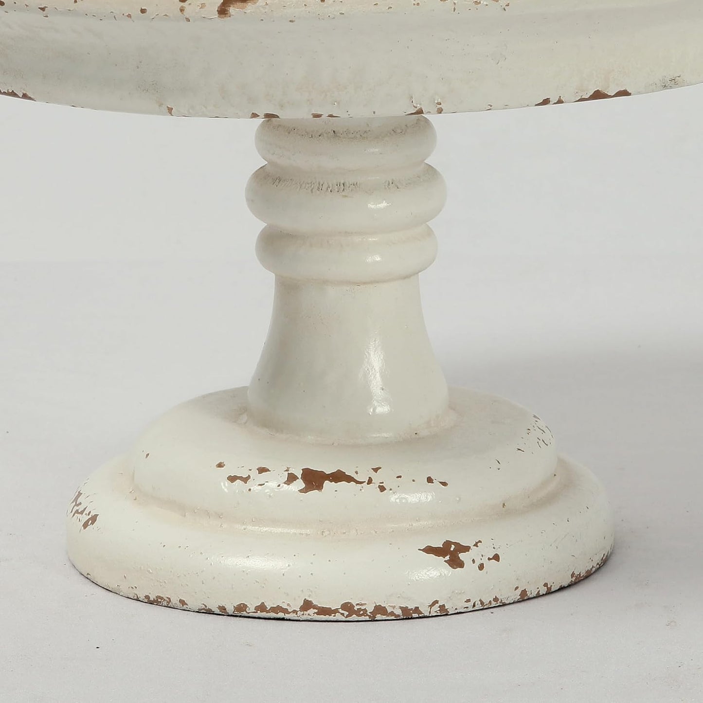 Rustic Wood Pedestal Tray Stand / White / 8.3 x 8.3 x 6.3