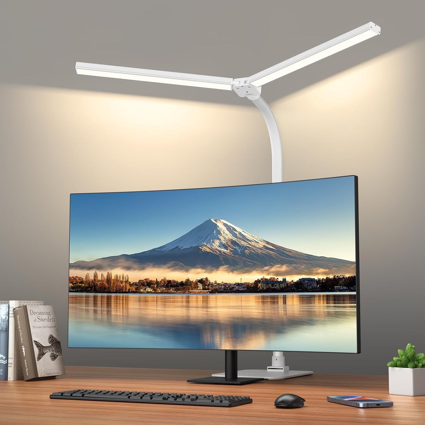 LED Desk Lamp Architect Task Light Dual Head Modern Flexible Gooseneck Tall | Dimmable Light for Home Office, 5 Color