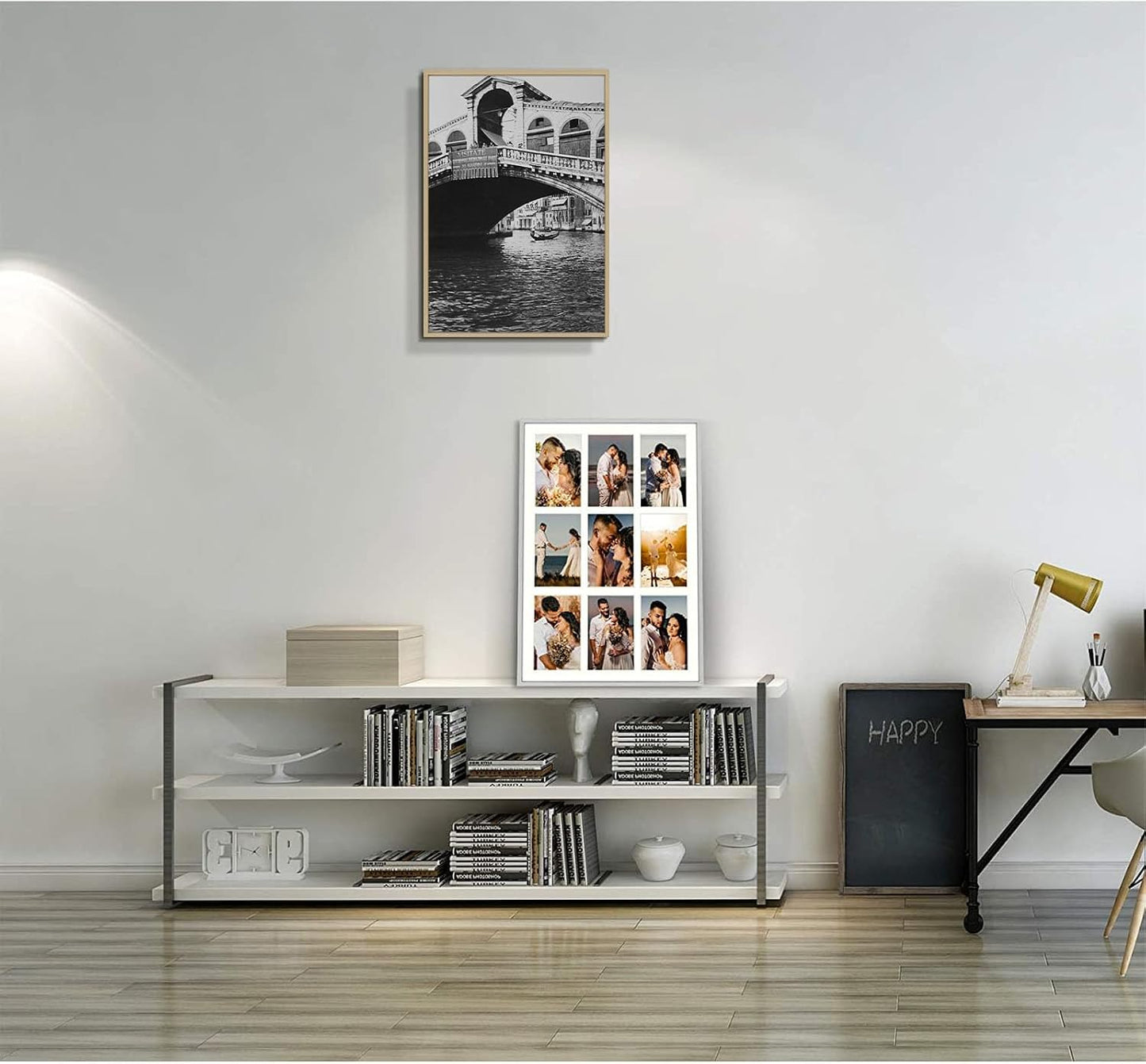 Golden State Art 13.6x19.7 Collage Frame for 9 4x6 Photos Gold 2 Pack | Aluminum Picture Frame with Real Glass Front