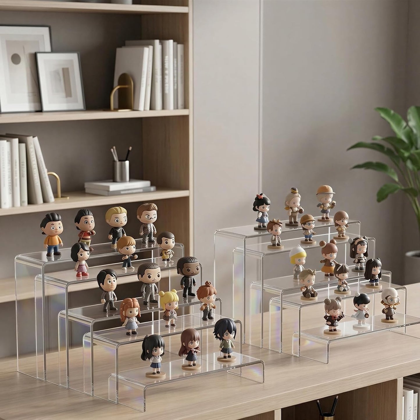 Fixwal 10pcs 2 Set Clear Acrylic Display Risers Large | Perfume organizer stands, perfect for figures, cupcake