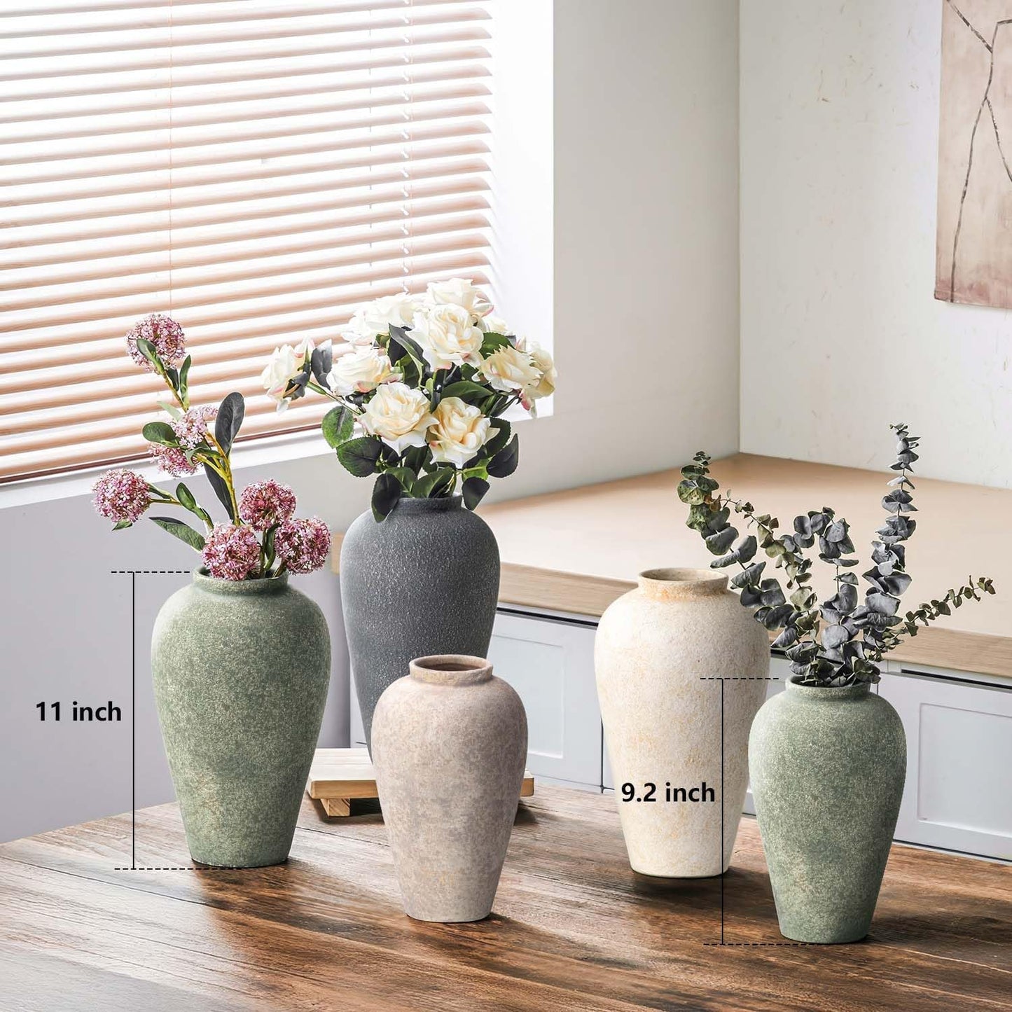 Rustic Decorative Vases / Farmhouse Cream-9.2 / 9.2 Inch