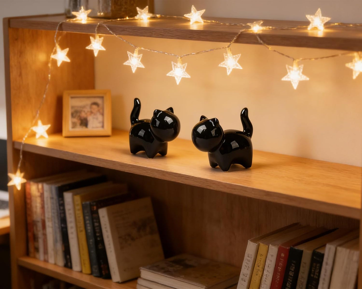 Small Ceramic Cat Statues / Black / 3 Inch / Set of 2