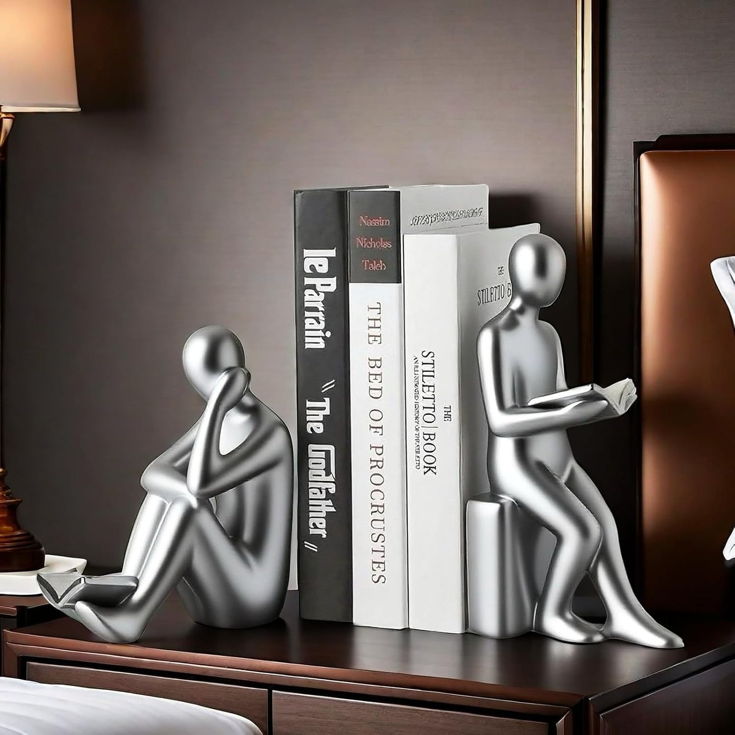 Book / Home Decorative Reading Book Statue Bookends Elegant Resin Bookshelf Room Office Desk Decor