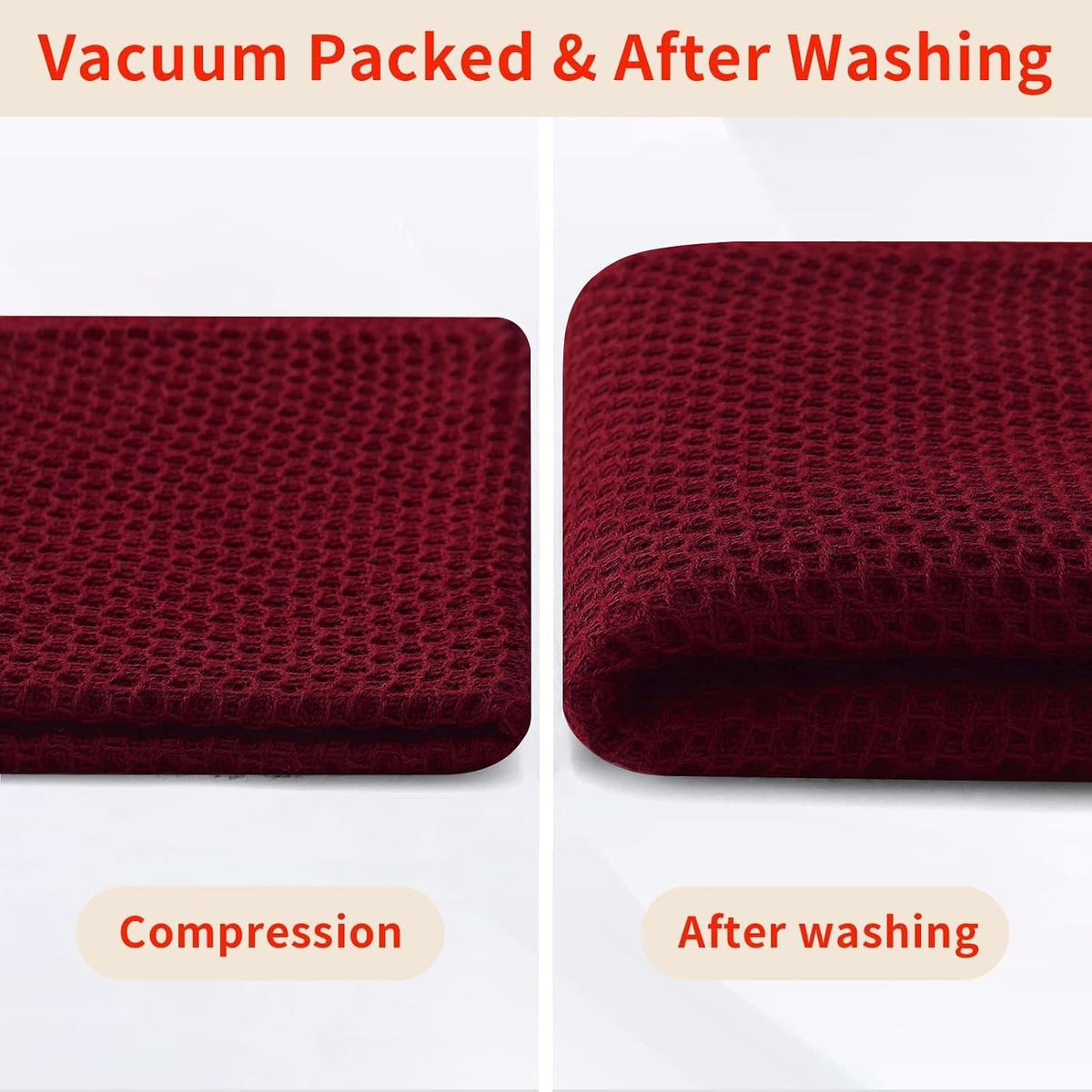 Homaxy 100% Cotton Waffle Weave Kitchen Dish Towels 18-Pack, Burgundy | 13 x 28 Inches, Ultra Soft Absorbent Dish