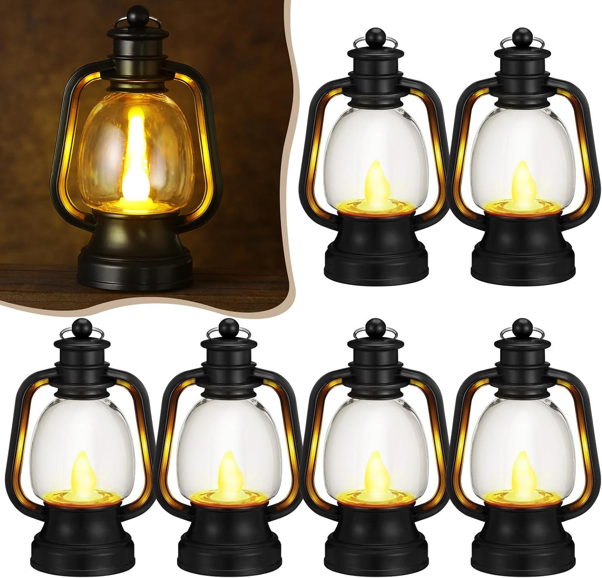 Ferraycle 6 Pcs Mini Lanterns Bulk 6 Inch Black Lamp Table Centerpieces