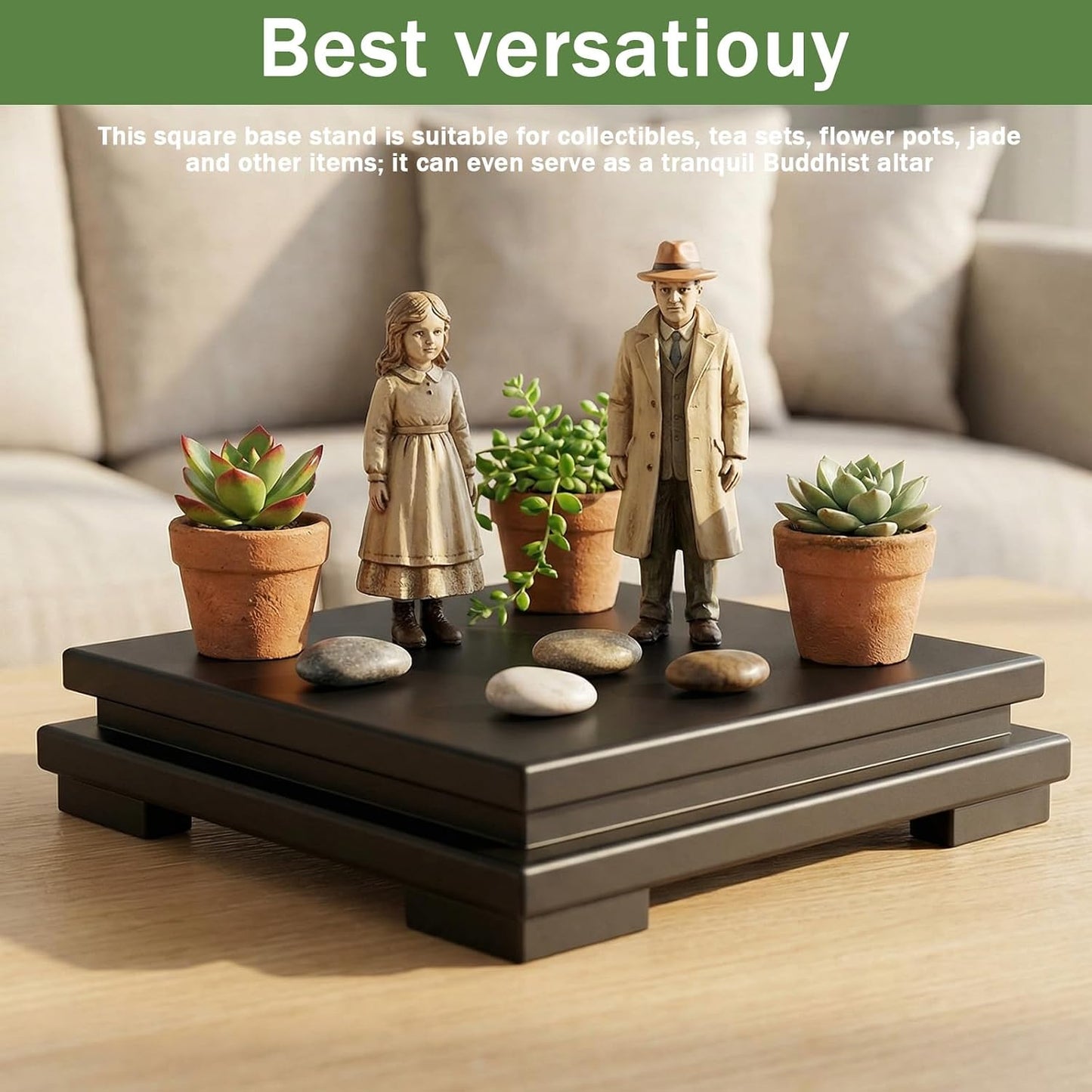 Square Wooden Display Stand / 6.7 x 6.7 x 2 / Set of 2