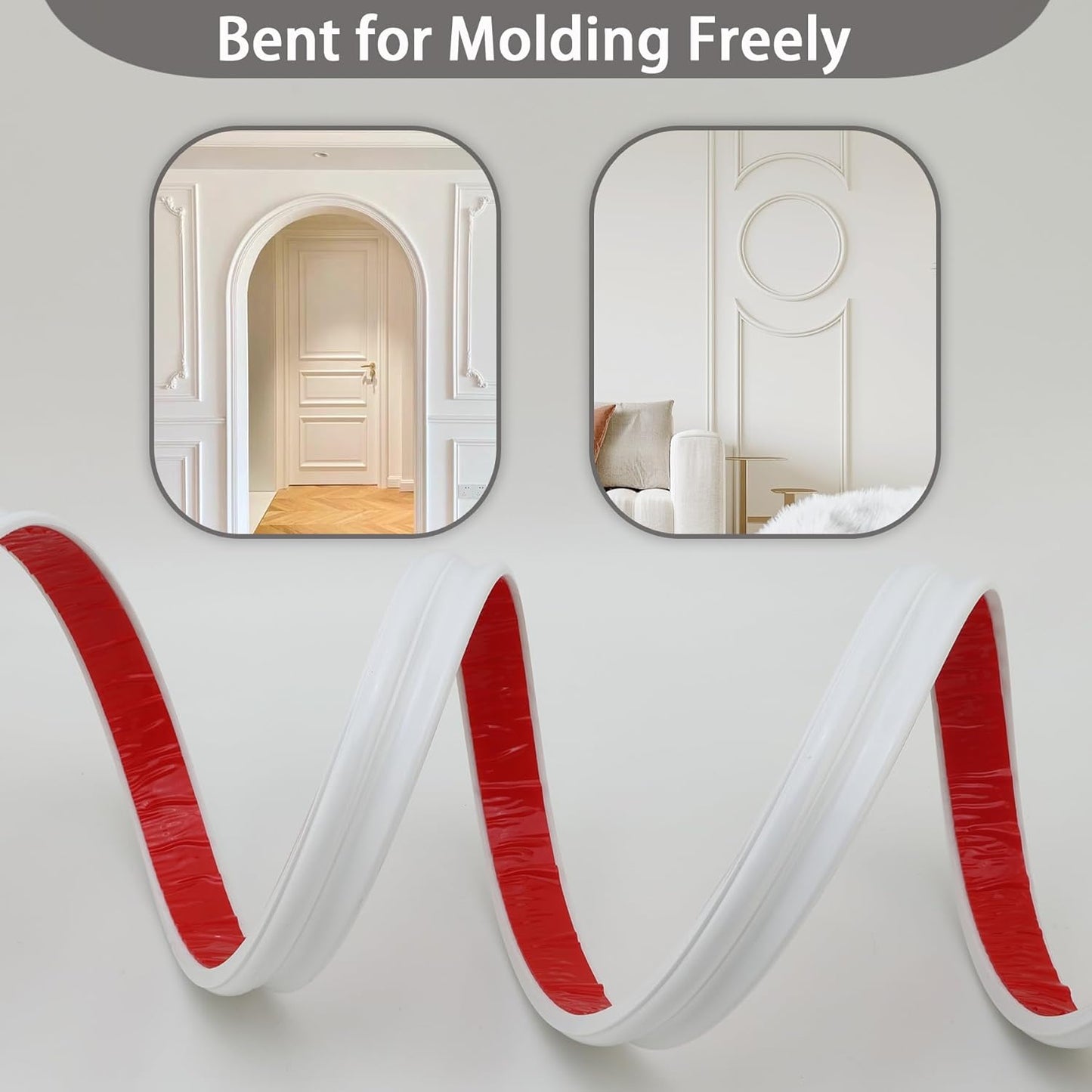 Peel and Stick Wall Molding / 9.8ft x 0.9in / Paintable White