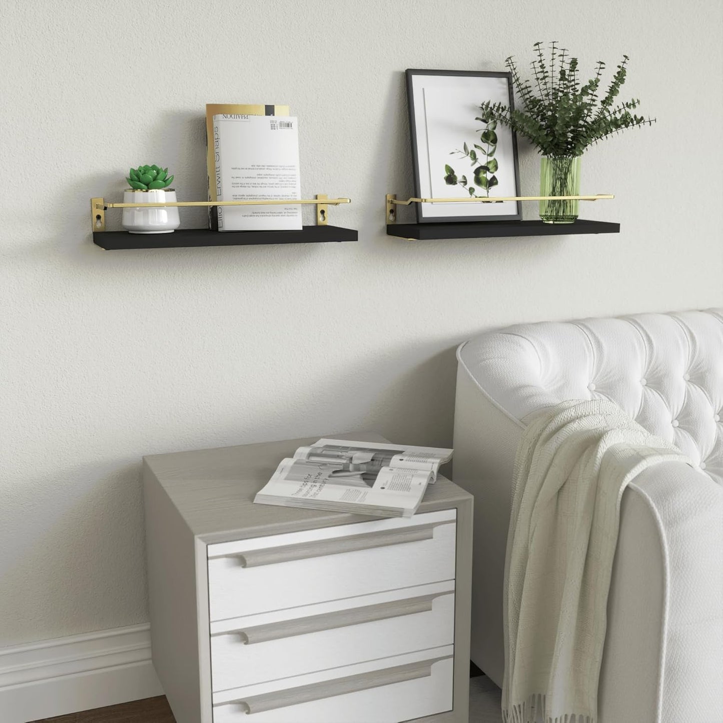 RICHER HOUSE Floating Shelves Bathroom, Small Wall Shelf Over Toilet 2 Set | Wall Mounted Shelves Decor for Bathroom