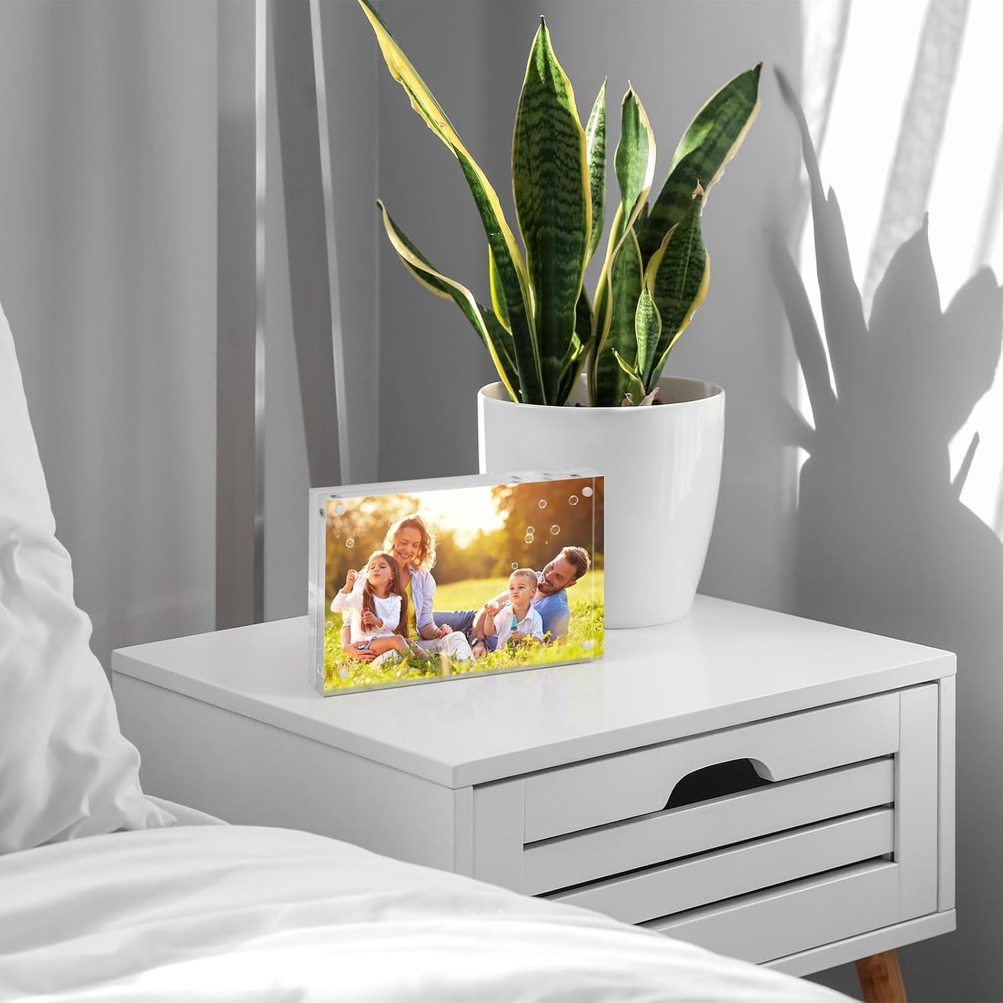 SYNTRIFIC 4x6 Acrylic Frames 6 Pack,10+10mm Thickness Acrylic Picture Frames,Freestanding Double Sided Magnetic Picture