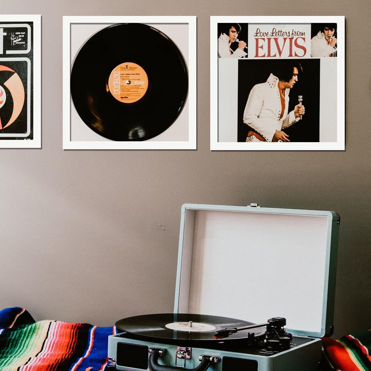 Vinyl Record Frame Display for 12 inch LP with 12.5x12.5 Album Cover | White 12.5 x 12.5 Frame Light Weight with