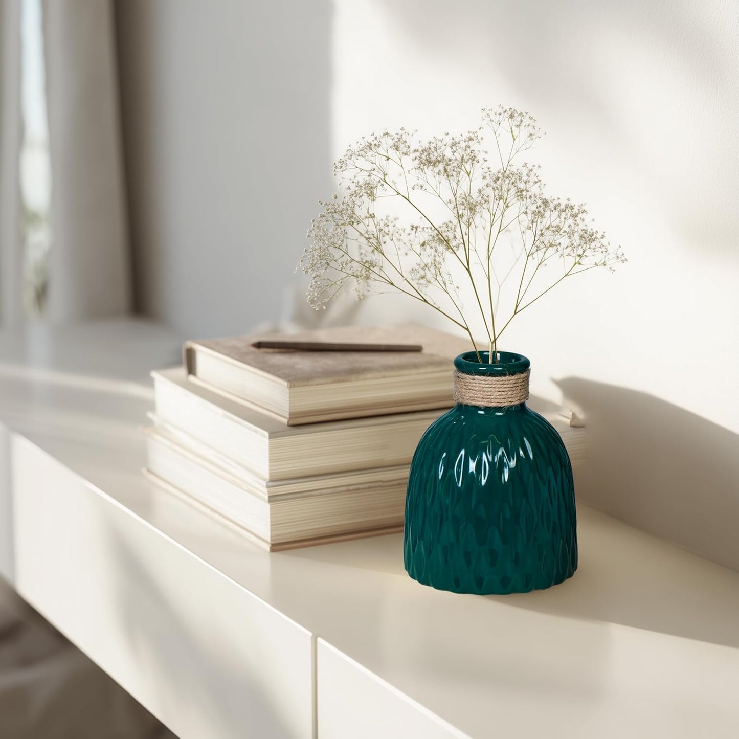 Modern Ceramic Vase for Flowers / Dark Green / 6 Inch