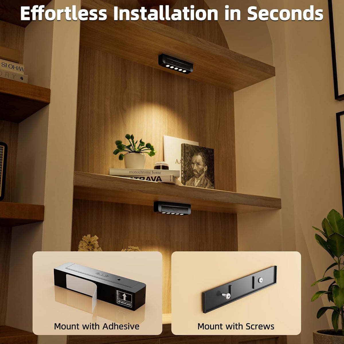 Kimjo 5500mAh Rechargeable Spotlight Indoor, 4 Pack | Remote Control, Daily Auto Timer, 3 Colors & Dimmable, LED Energy