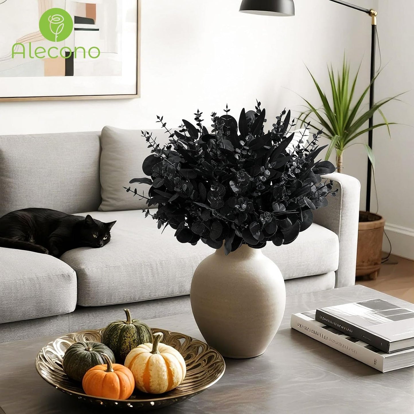 Artificial Eucalyptus Stems Bulk / Black Greenery / Set of 100
