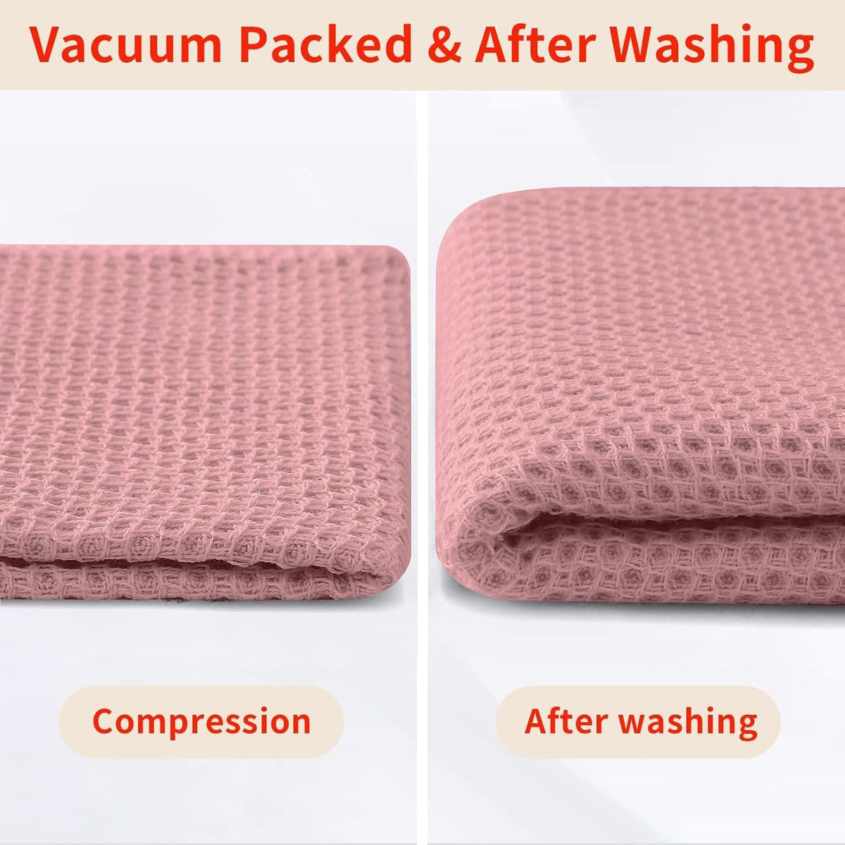 Homaxy 100% Cotton Waffle Weave Kitchen Dish Cloths 8-Pack, Dried Rose | 12 x 12 Inches, Ultra Soft Absorbent Dish