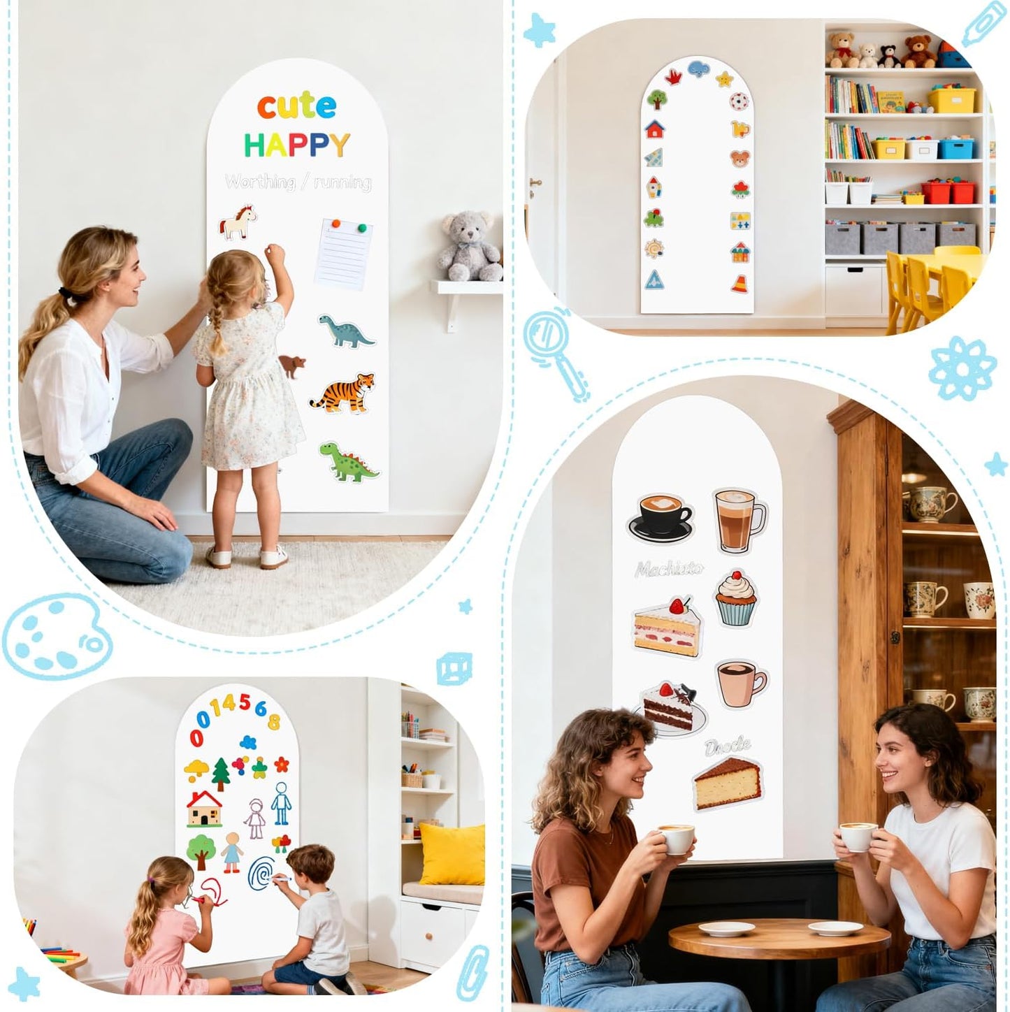 Magnetic Arch Wall Decal Magnet Wall for Kids Self Adhesive Magnetic / White / 39.3 x 17.5
