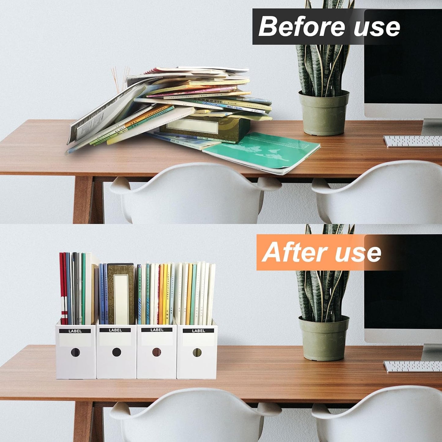 Limitliho 24 Pack White Cardboard Magazine Holder for Desk or Shelves | 10.6''H×10.2'L×3.5''W Magazine File Holder