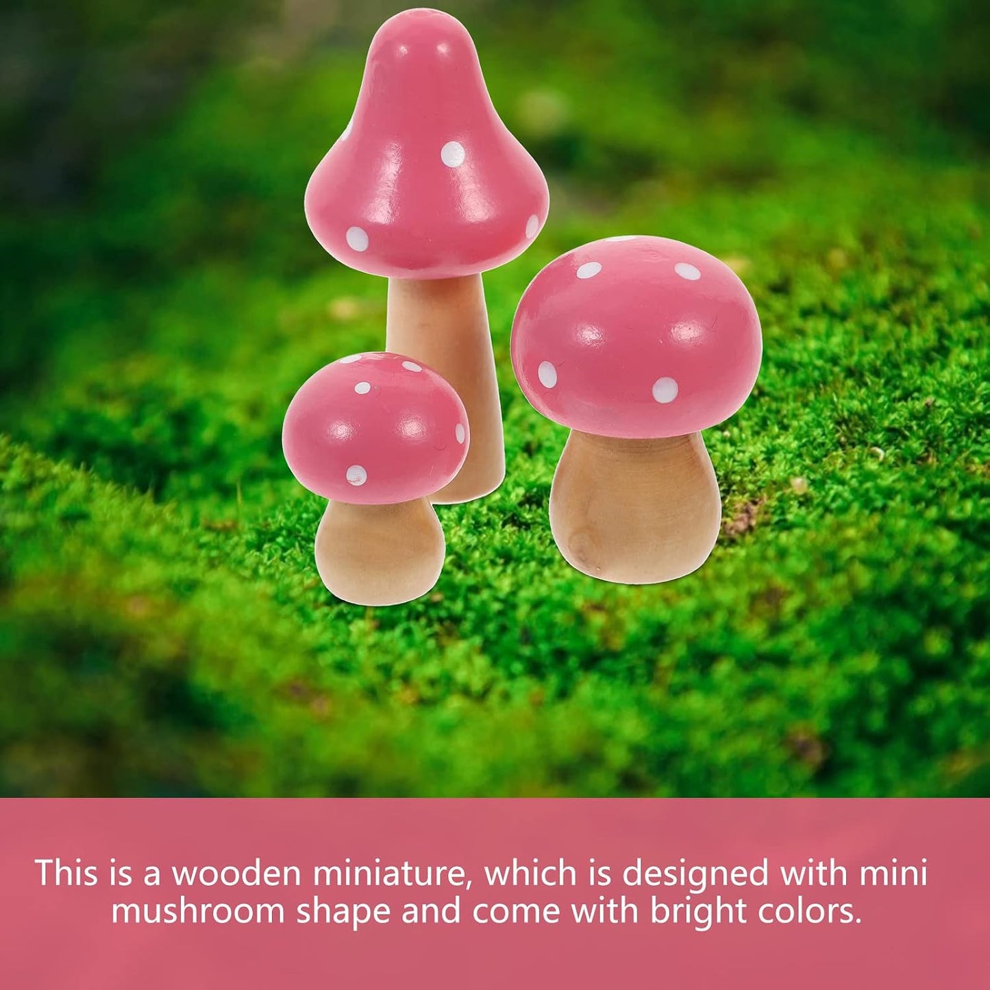 Mushroom Miniature Figurines Mini Wooden Mushrooms Fairy Garden Accessories Flower Pots / Set of 3